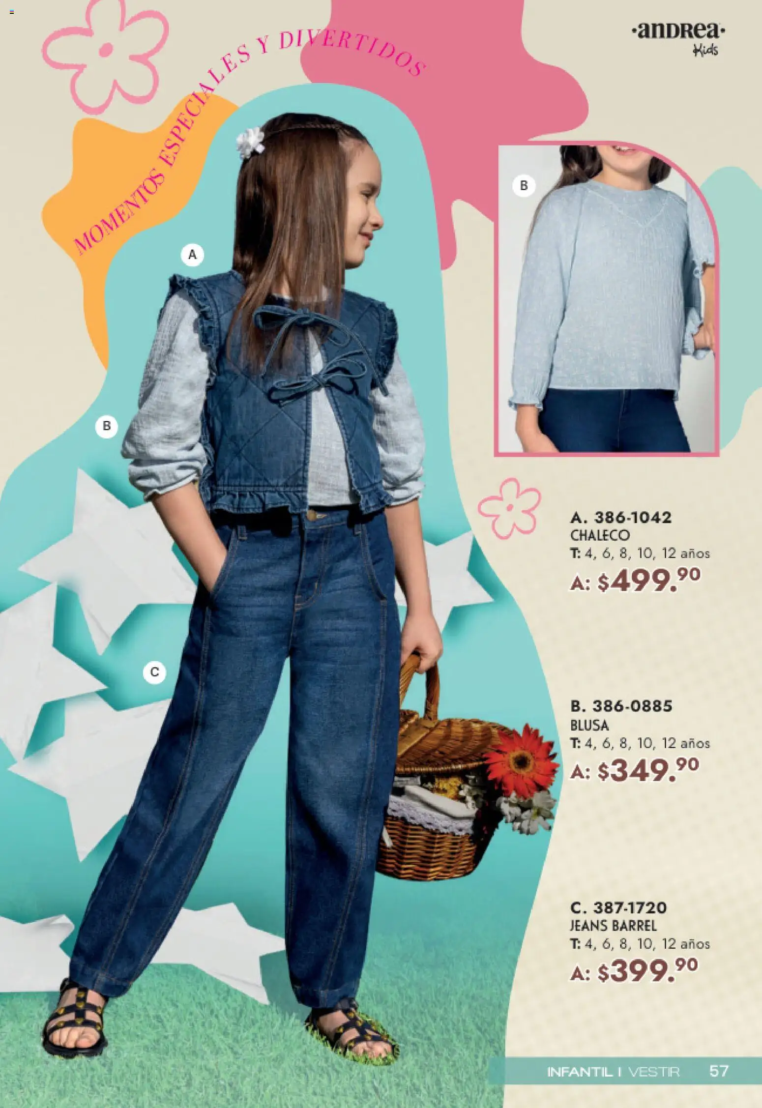 Nuevas ofertas de Andrea válidas en toda la República Mexicana desde el 19.04.2026. ¡Encuentra las mejores ofertas en Andrea catálogo Mamá y Peques! | Página: 57 | Productos: Blusa, Chaleco