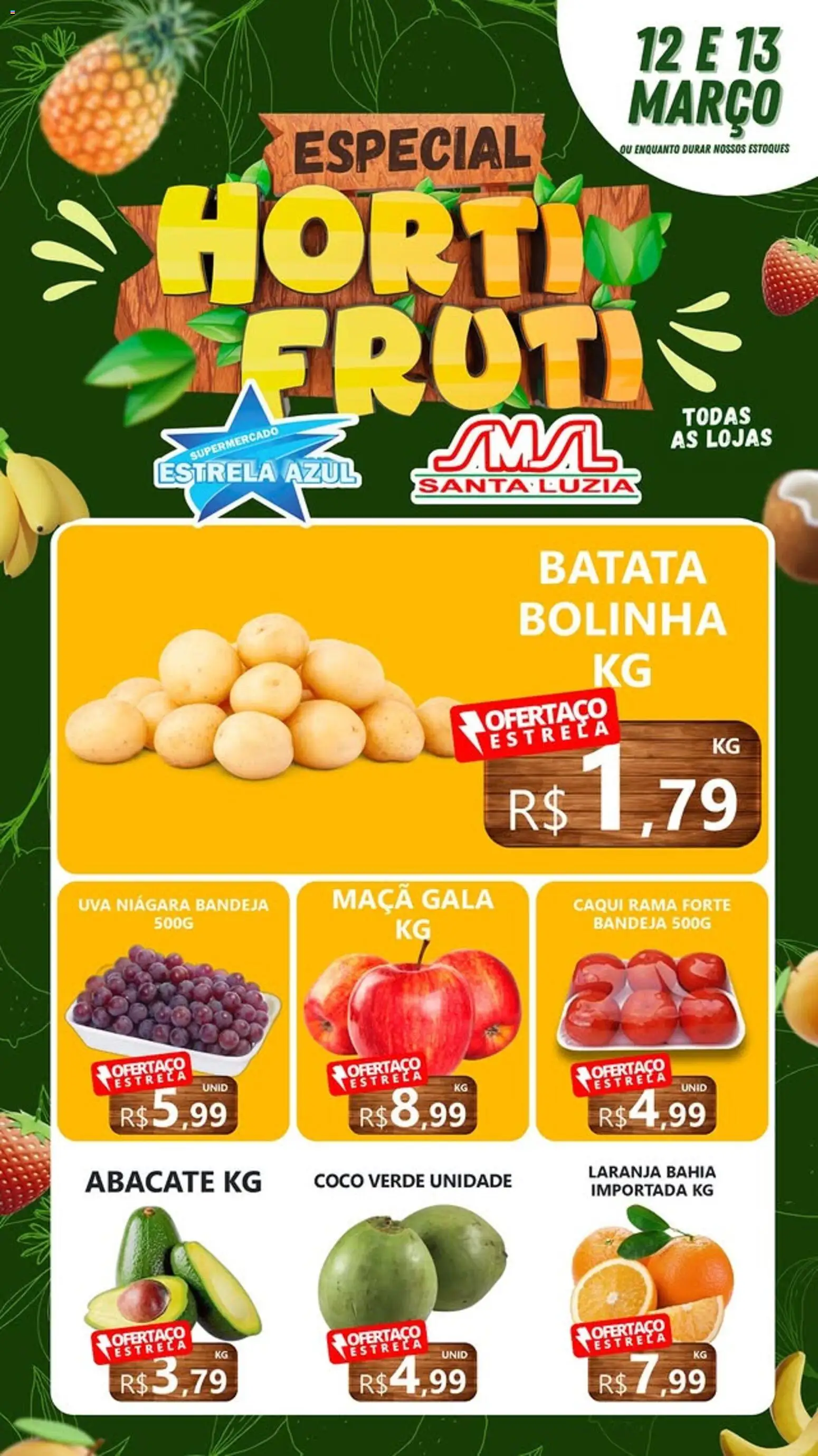 Estrela Azul Folheto - válido de 12.03.2026 | Página: 1 | Produtos: Caqui, Coco, Bandeja, Batata