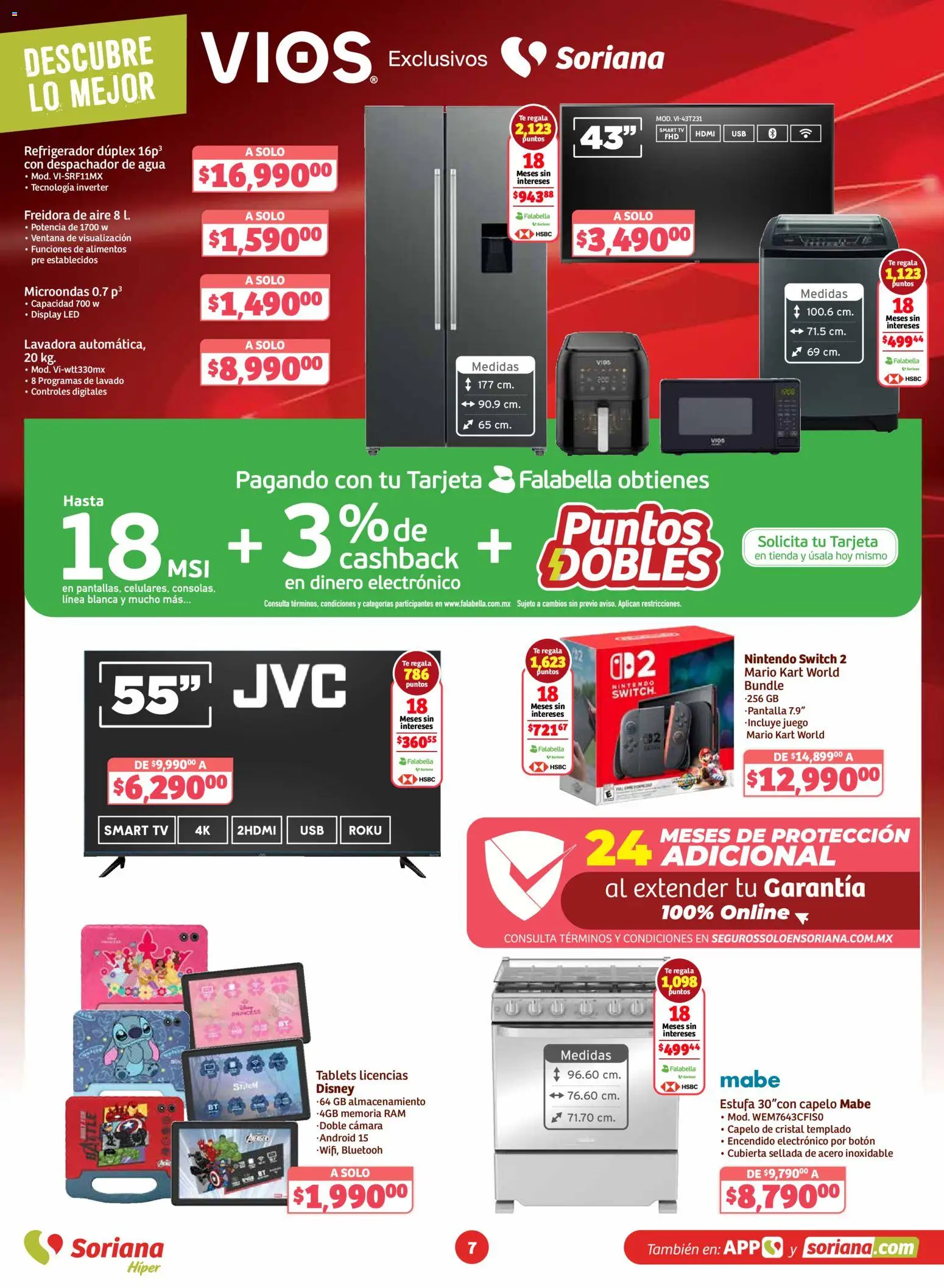 Nuevas ofertas de Soriana válidas en toda la República Mexicana desde el 12.03.2026. ¡Encuentra las mejores ofertas en Soriana folleto! | Página: 7 | Productos: Refrigerador, Juego, Lavadora, Té