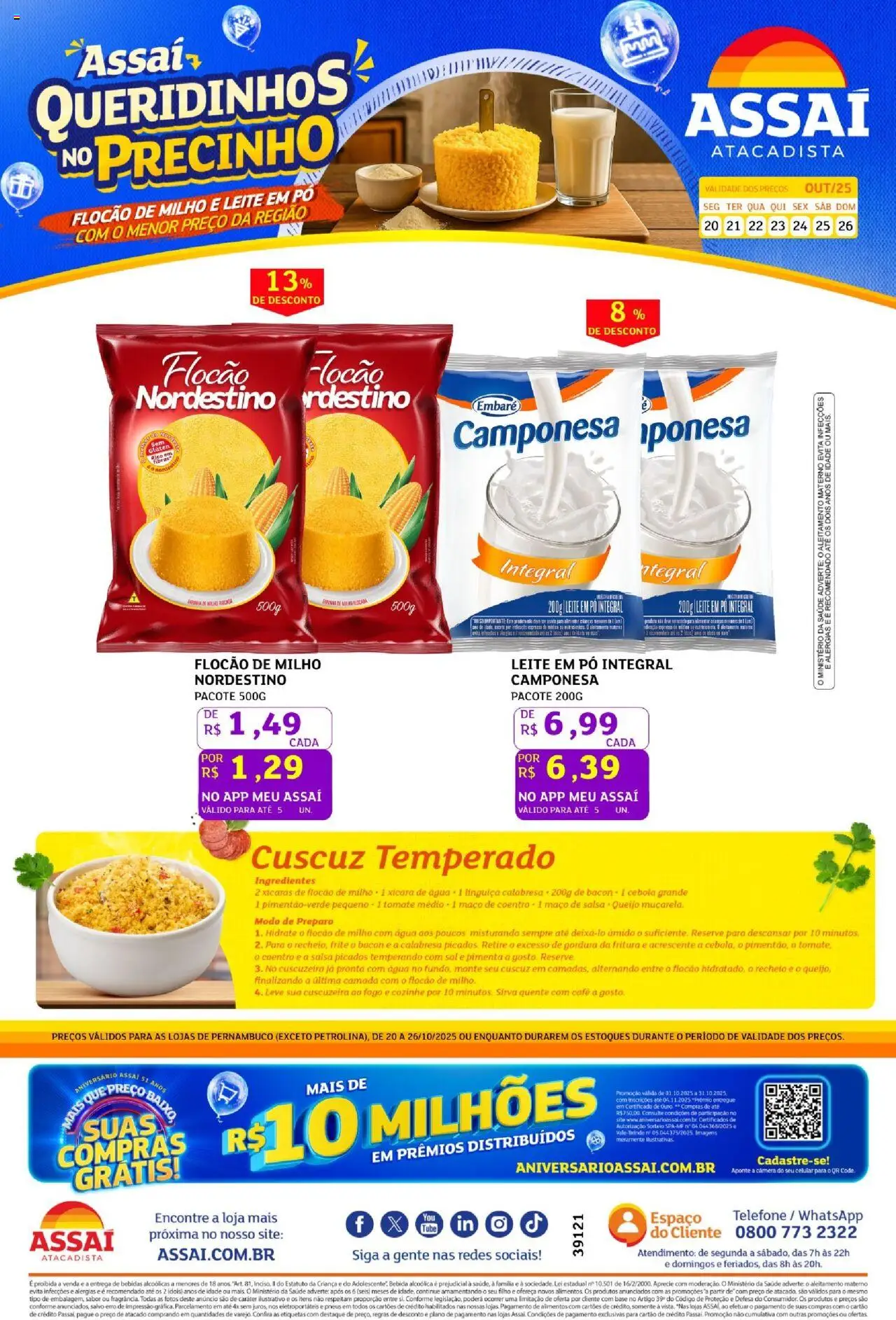 Assaí Atacadista Folheto - válido de 20.10.2025 | Página: 1 | Produtos: Leite, Café, Base, Câmera