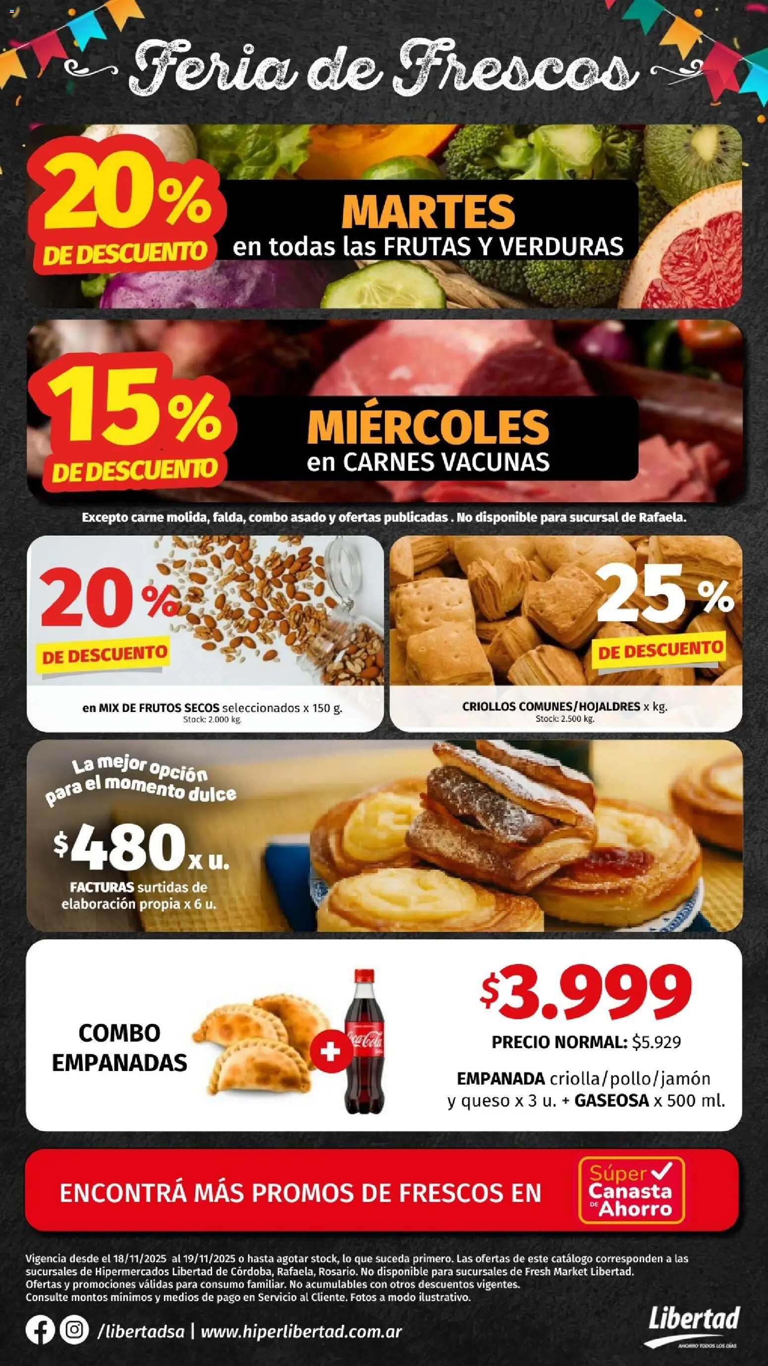 Hipermercado Libertad - Feria de Frescos │ válido desde el 18.11.2025 | Página: 1 | Productos: Gaseosa, Queso, Canasta