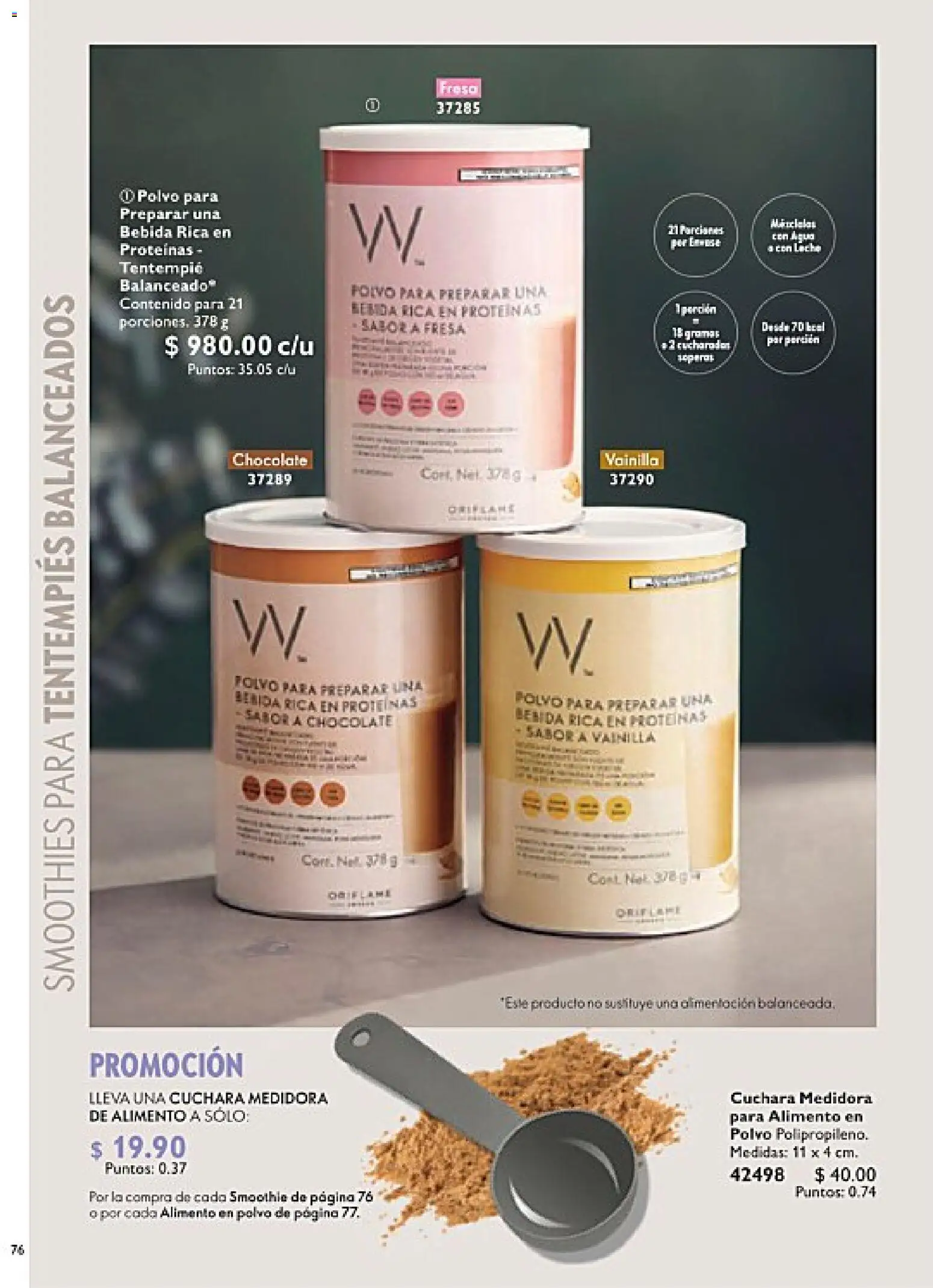 Nuevas ofertas de Oriflame válidas en toda la República Mexicana desde el 07.03.2026. ¡Encuentra las mejores ofertas en Oriflame campaña 4 2026! | Página: 76 | Productos: Leche, Chocolate, Cuchara, Polvo