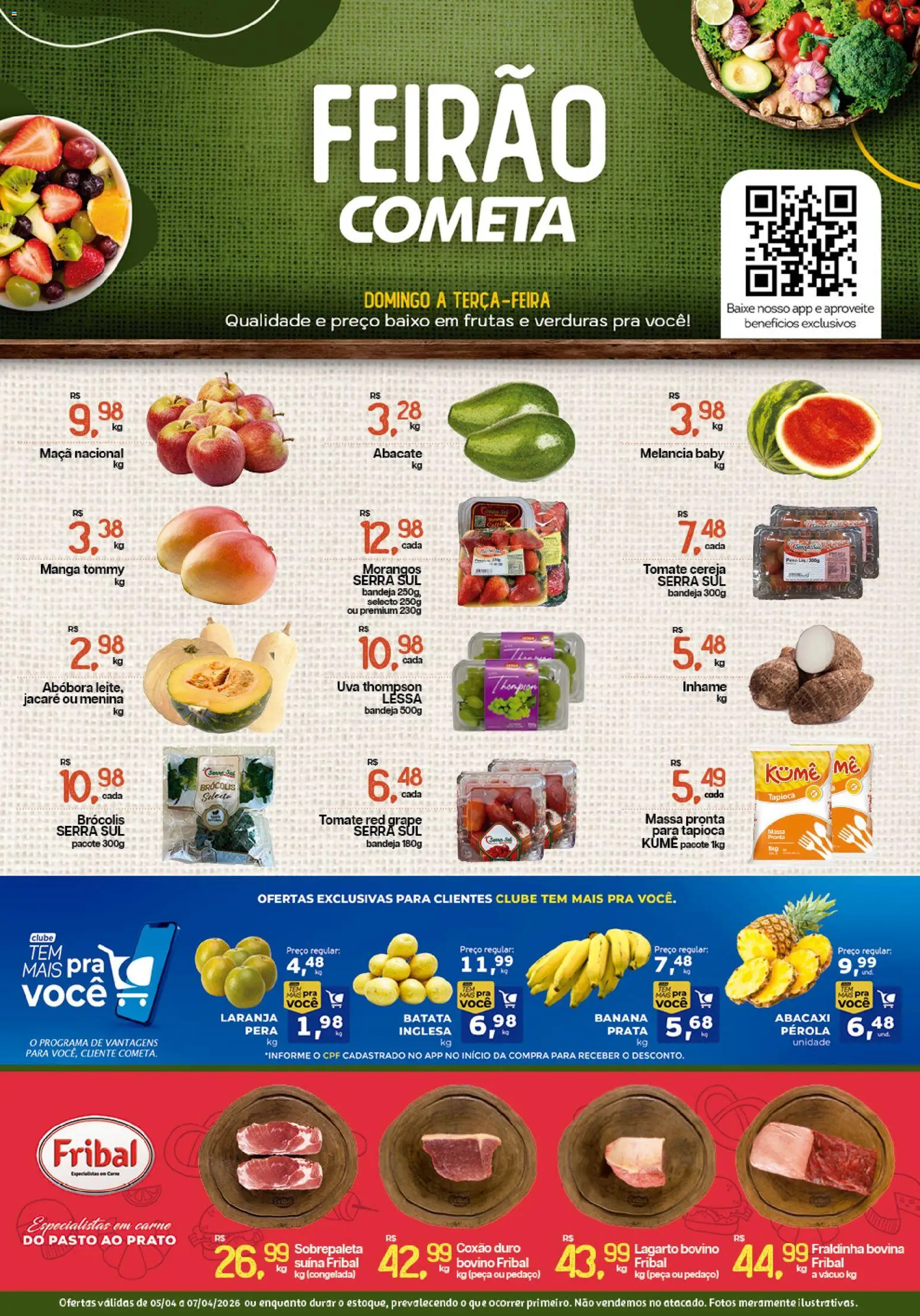 Cometa Supermercados Folheto - válido de 05.04.2026 | Página: 1 | Produtos: Melancia, Inhame, Morangos, Brócolis