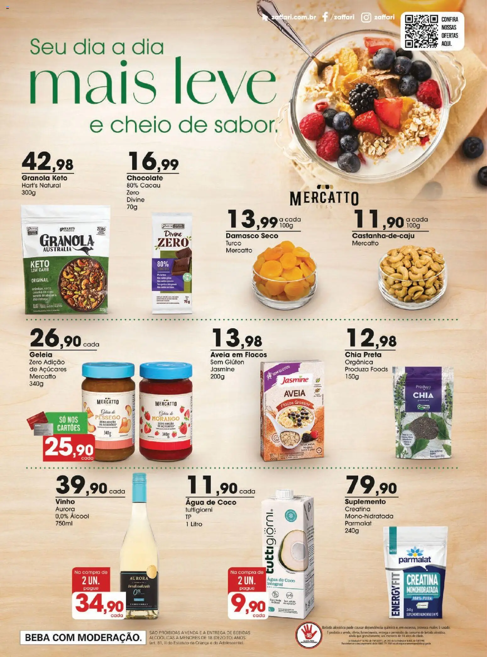 Zaffari Folheto - válido de 18.11.2025 | Página: 20 | Produtos: Damasco, Água de coco, Geleia, Aveia