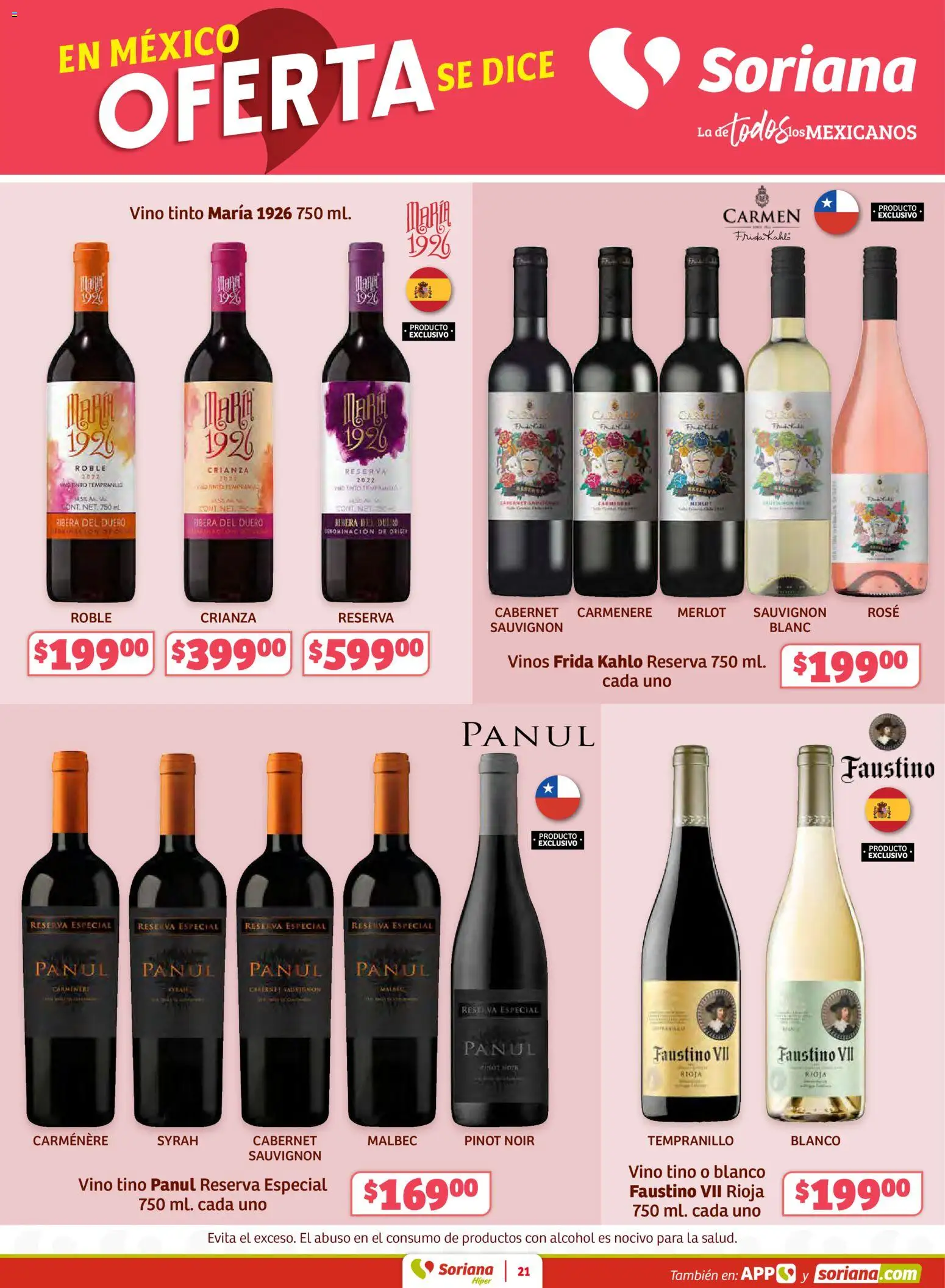 Nuevas ofertas de Soriana válidas en toda la República Mexicana desde el 27.02.2026. ¡Encuentra las mejores ofertas en Soriana Preciazazaso Híper: Frontera BCN, Son! | Página: 21 | Productos: Vino
