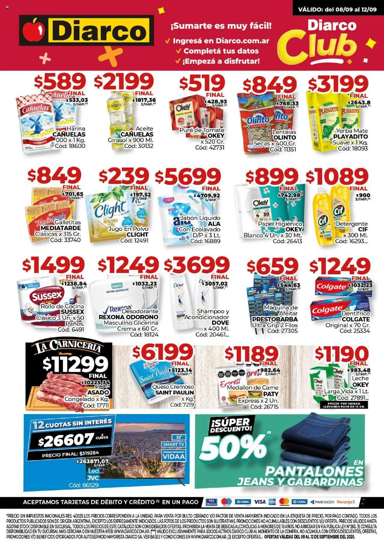 Diarco - Ofertas Interior │ válido desde el 08.09.2025 | Página: 1 | Productos: Harina, Polvo, Acondicionador, Tomate