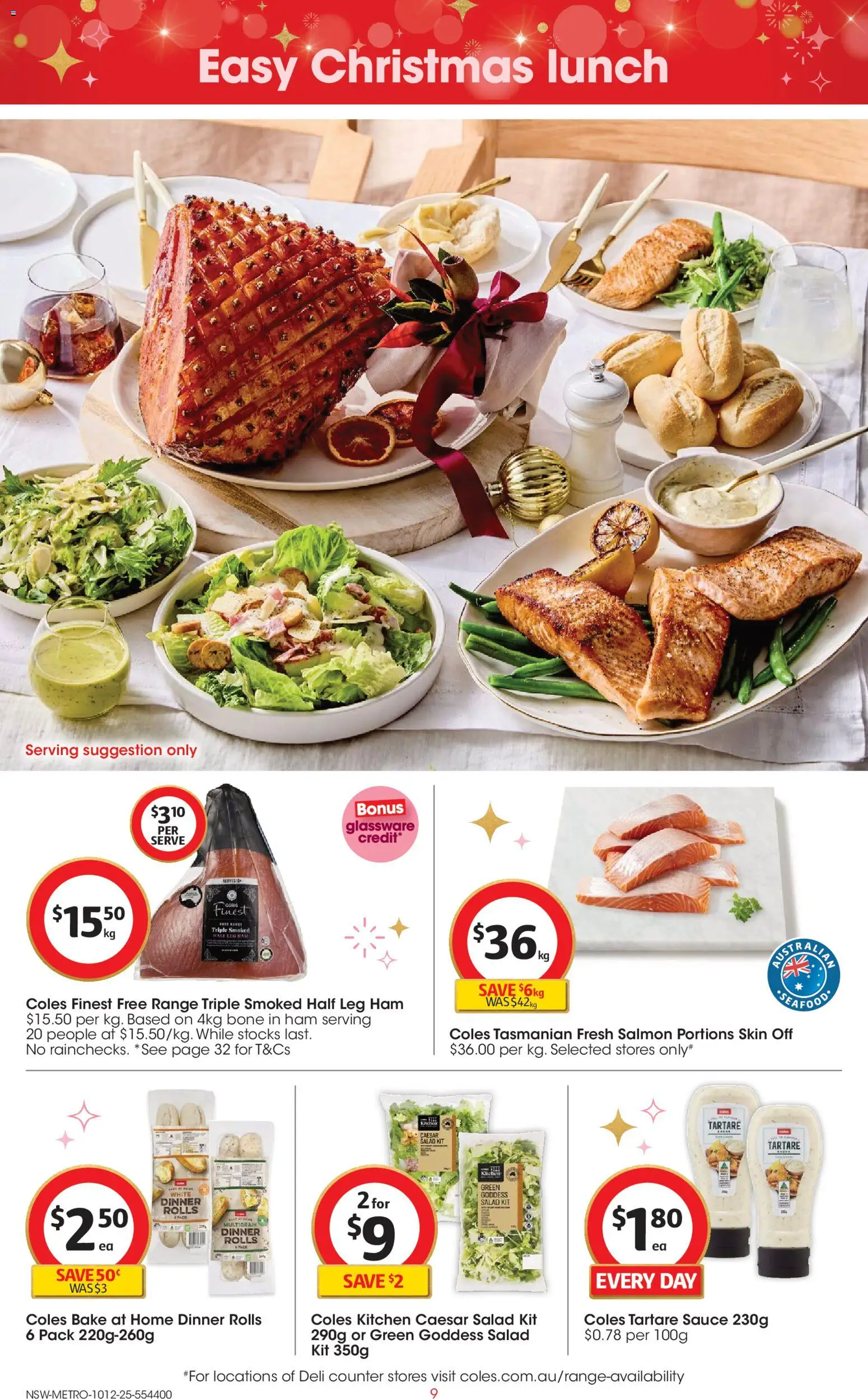 Coles catalogue - valid from 10.12.2025 | Page: 9 | Products: Ham, Glassware, Salad, Sauce