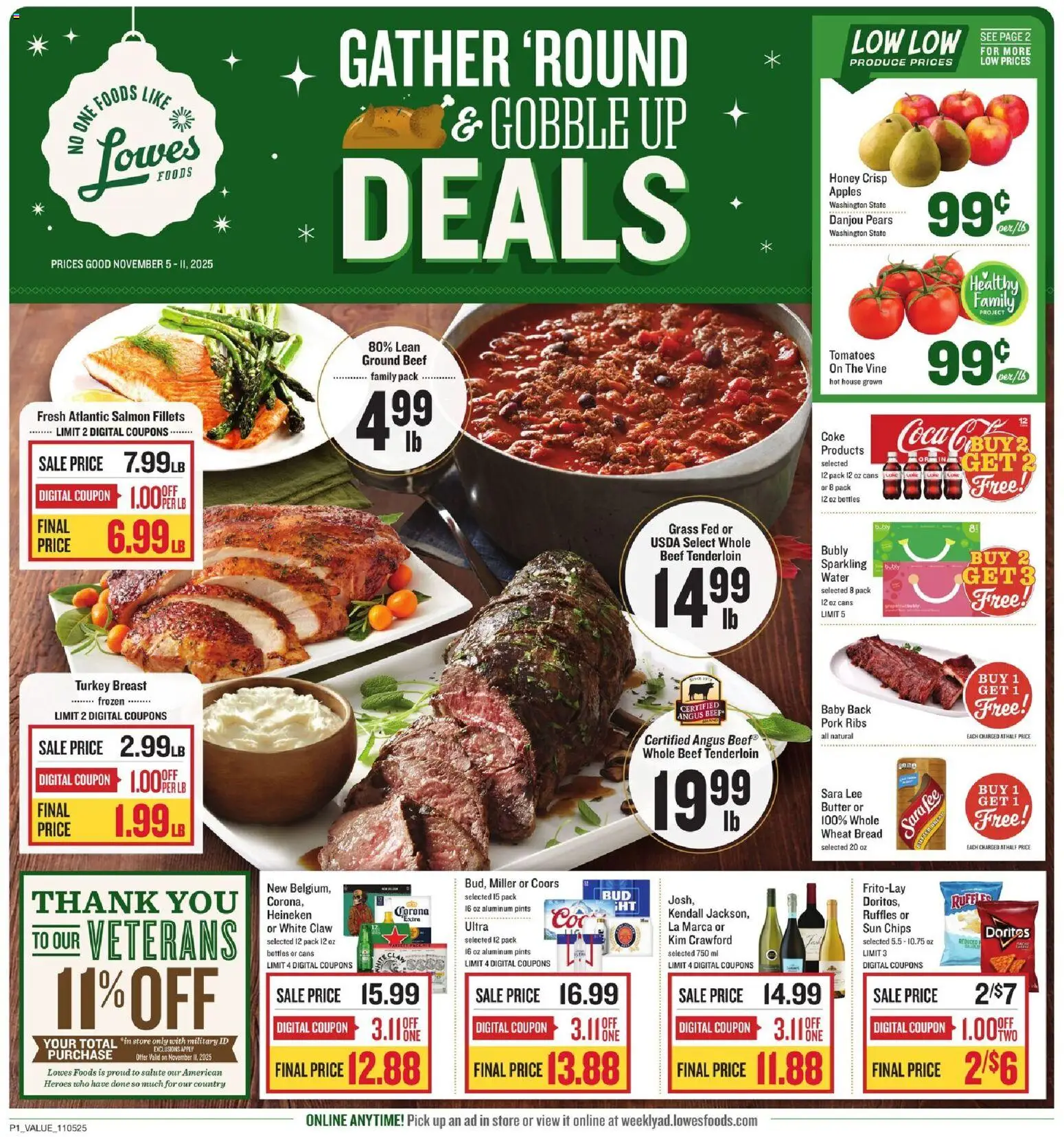 Lowes Foods Weekly Ad - NC - valid from 05.11.2025 | Page: 1 | Products: Bread, Apples, Tomatoes, Chips