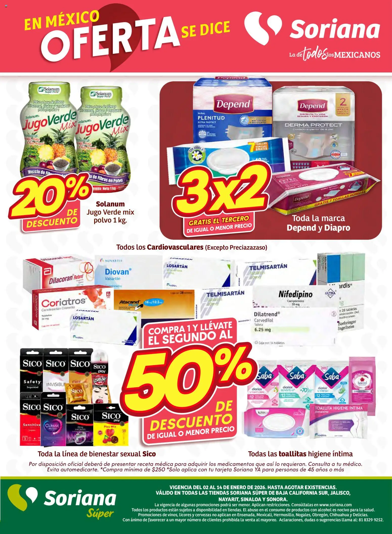Nuevas ofertas de Soriana válidas en toda la República Mexicana desde el 02.01.2026. ¡Encuentra las mejores ofertas en Soriana - Preciazazaso Súper: BCS, Jal, Nay, Sin, Son! | Página: 32 | Productos: Jugo, Té, Toallas, Tableta