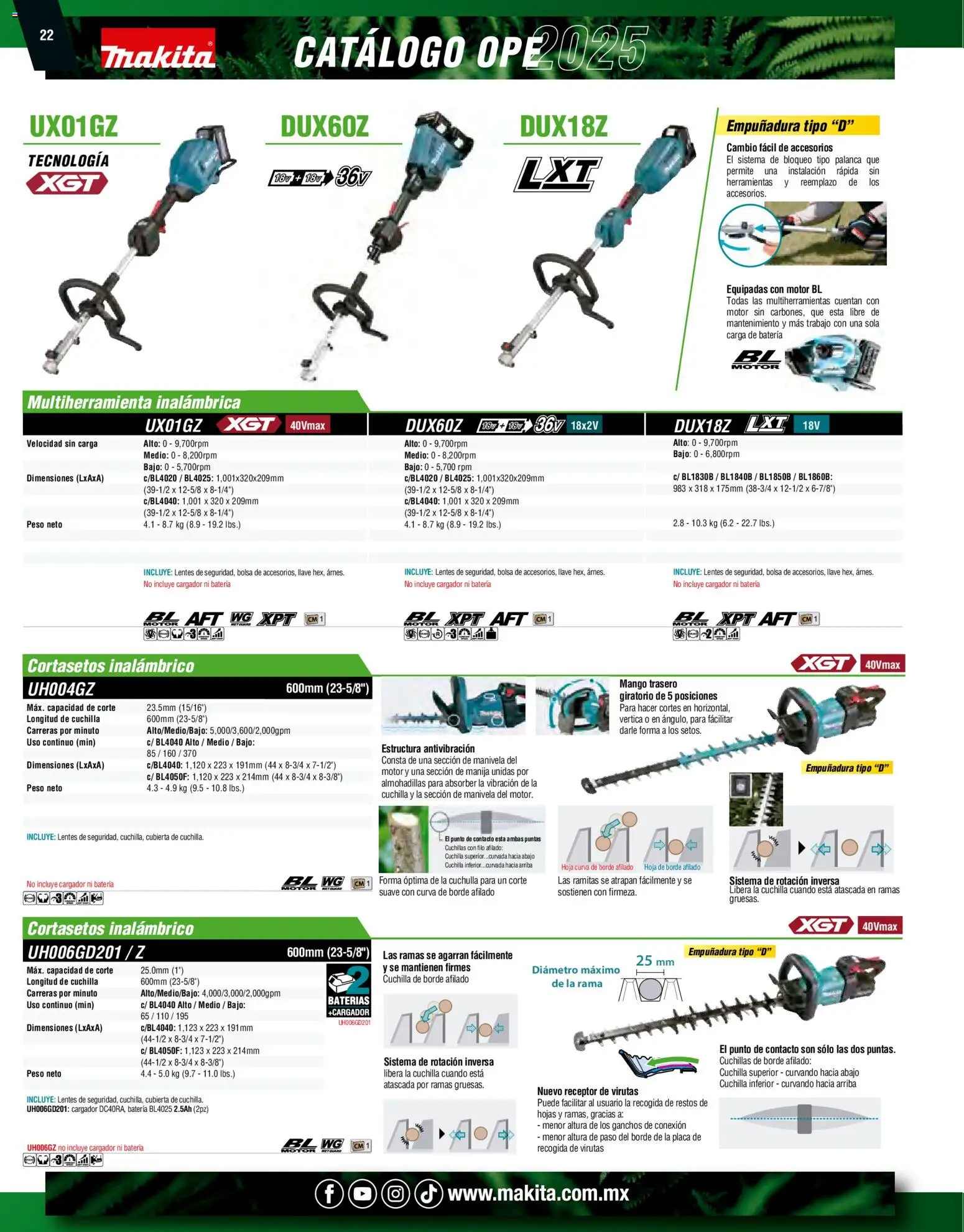 Nuevas ofertas de Makita válidas en toda la República Mexicana desde el 07.10.2024. ¡Encuentra las mejores ofertas en Makita catálogo Ope! | Página: 22 | Productos: Lentes, Mango, Cargador, Motosierra