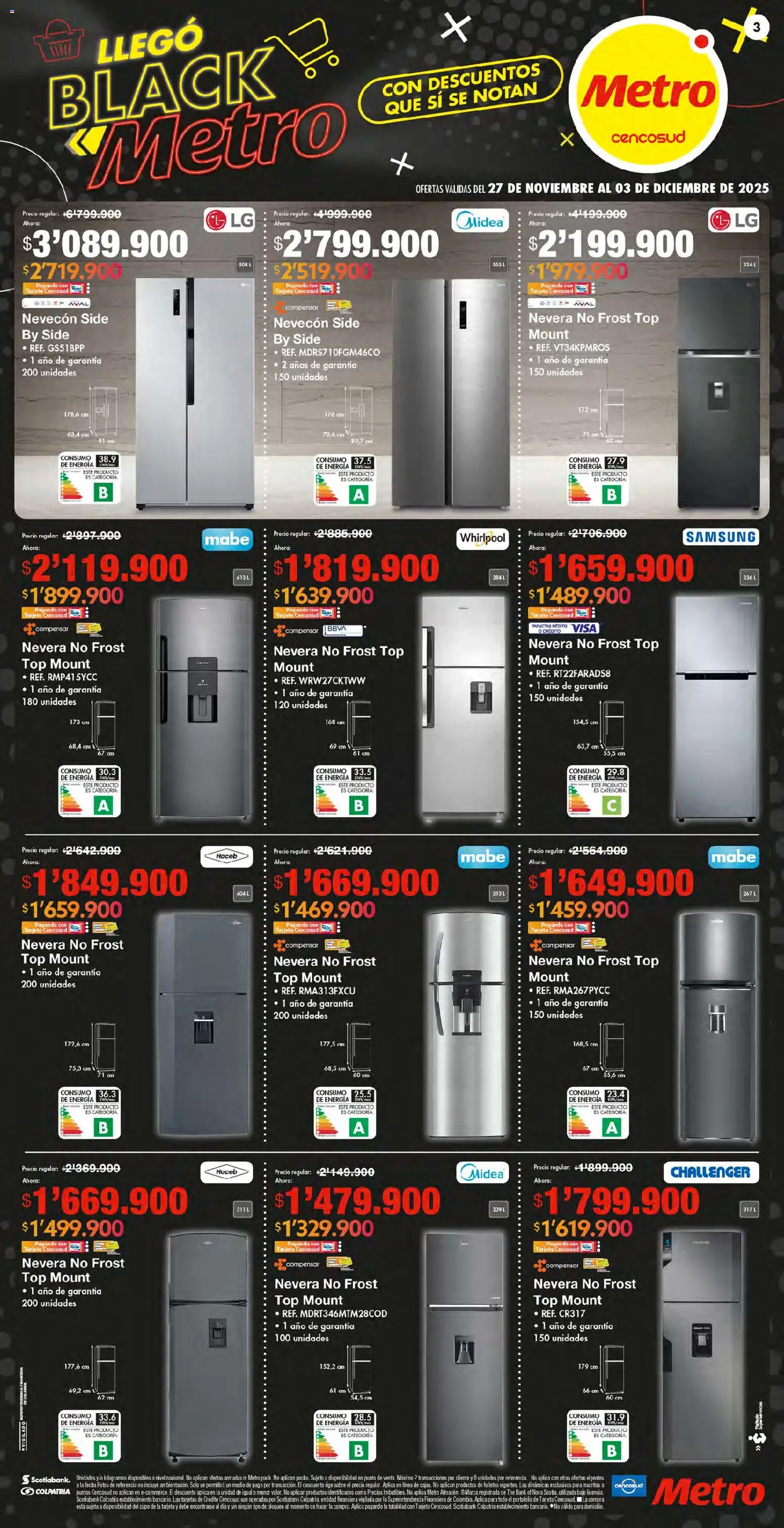 Metro revista - valida desde el 27.11.2025 | Página: 3 | Productos: Sobre, Top, Nevera