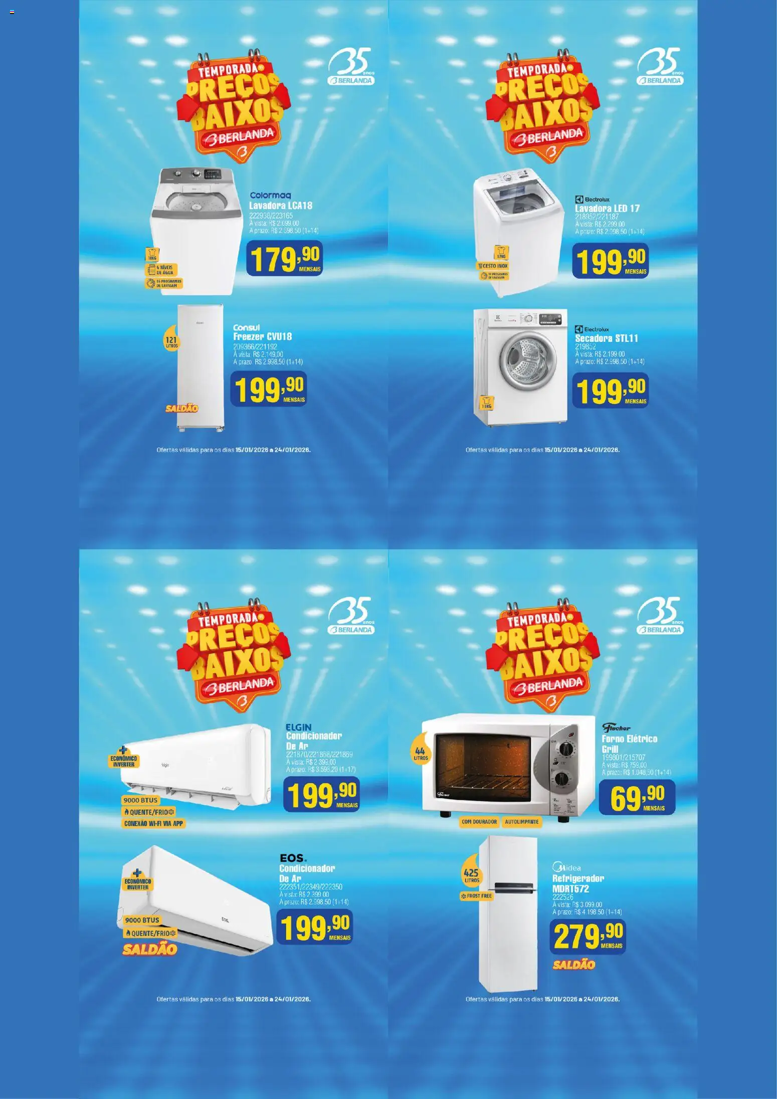 Berlanda Folheto - válido de 15.01.2026 | Página: 5 | Produtos: Forno, Condicionador, Freezer, Forno elétrico