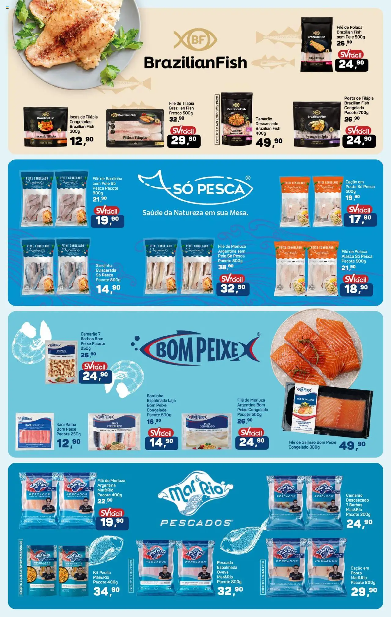 Supermercados São Vicente Folheto - válido de 03.09.2025 | Página: 2 | Produtos: Salmão, Sardinha, Filé de tilápia, File de polaca