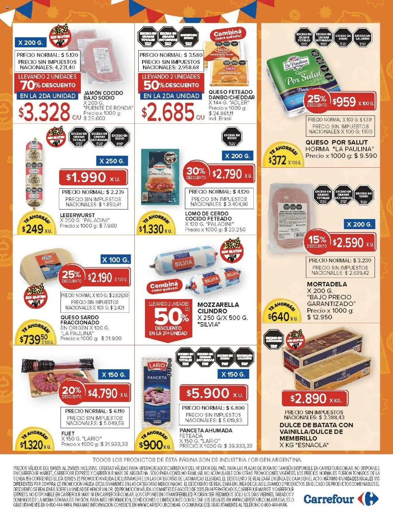 Carrefour ofertas - Córdoba │ válido desde el 19.08.2025 | Página: 3 | Productos: Teléfono, Sobre, Panceta, Jamón