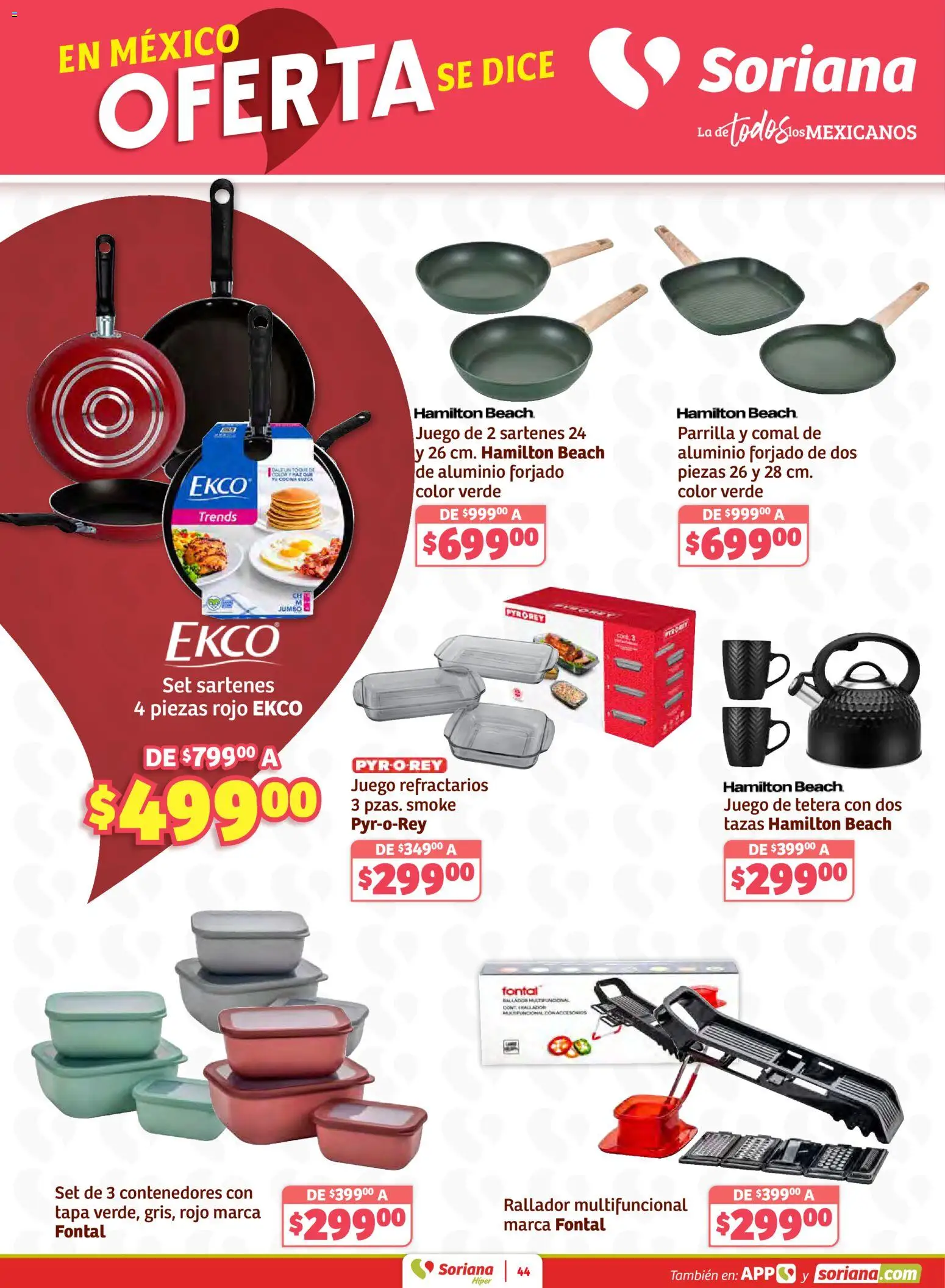 Nuevas ofertas de Soriana válidas en toda la República Mexicana desde el 15.01.2026. ¡Encuentra las mejores ofertas en Soriana - Preciazazaso Híper: Frontera BCN, Son! | Página: 44 | Productos: Tetera, Juego, Parrilla