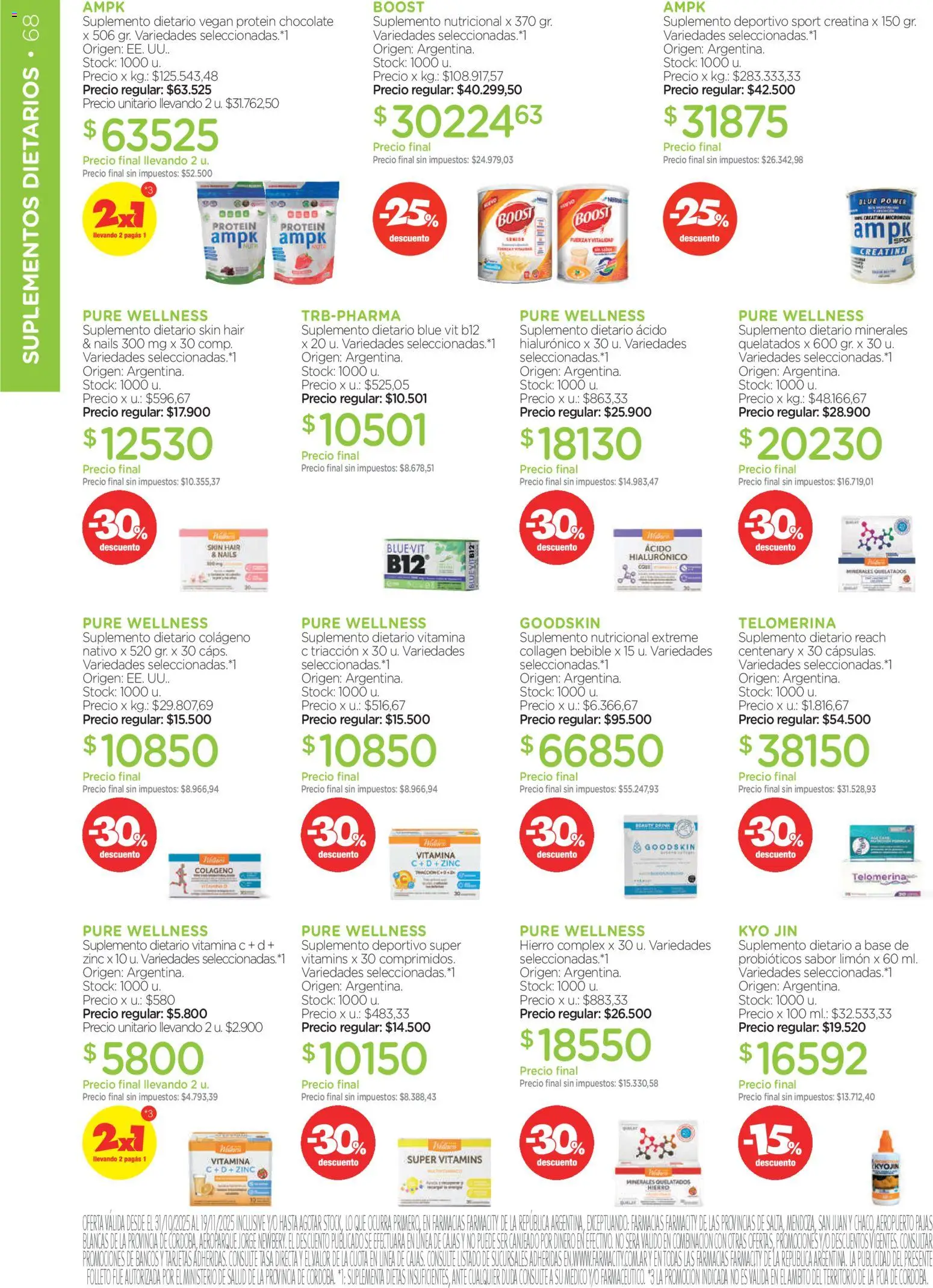 Farmacity catálogo │ válido desde el 30.10.2025 | Página: 68 | Productos: Suplemento dietario, Limón, Chocolate