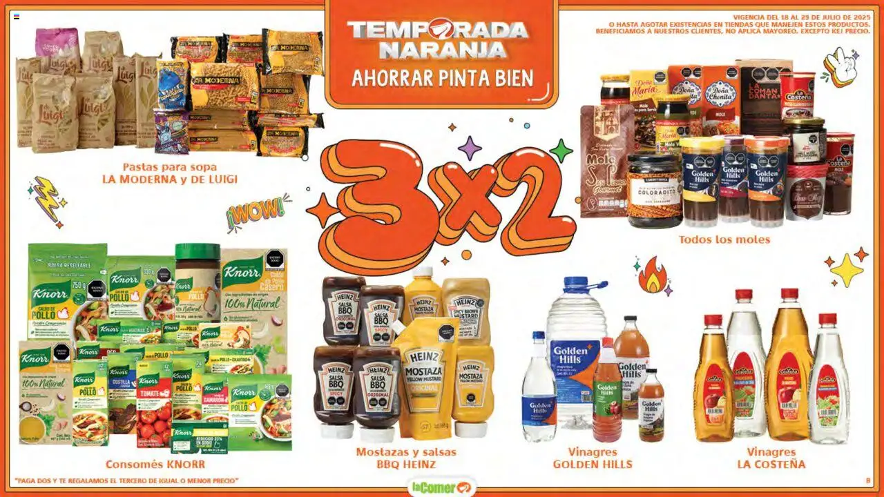 Nuevas ofertas de La Comer válidas en toda la República Mexicana desde el 18.07.2025. ¡Encuentra las mejores ofertas en La Comer - Folleto! | Página: 8 | Productos: Pollo, Mostaza, Sopa, Tomates
