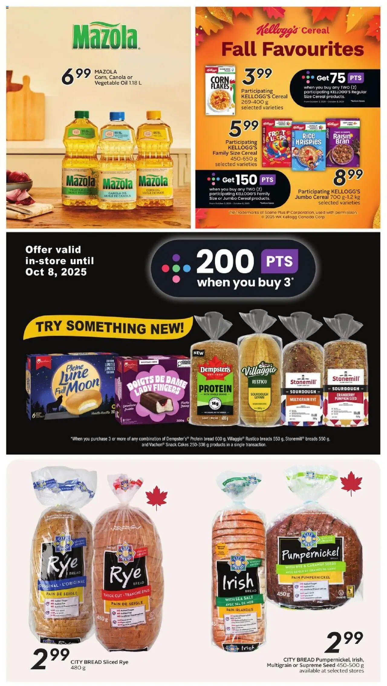 Safeway flyer valid from 02.10.2025 | Page: 25 | Products: Rice, Oil, Bread, Pumpkin