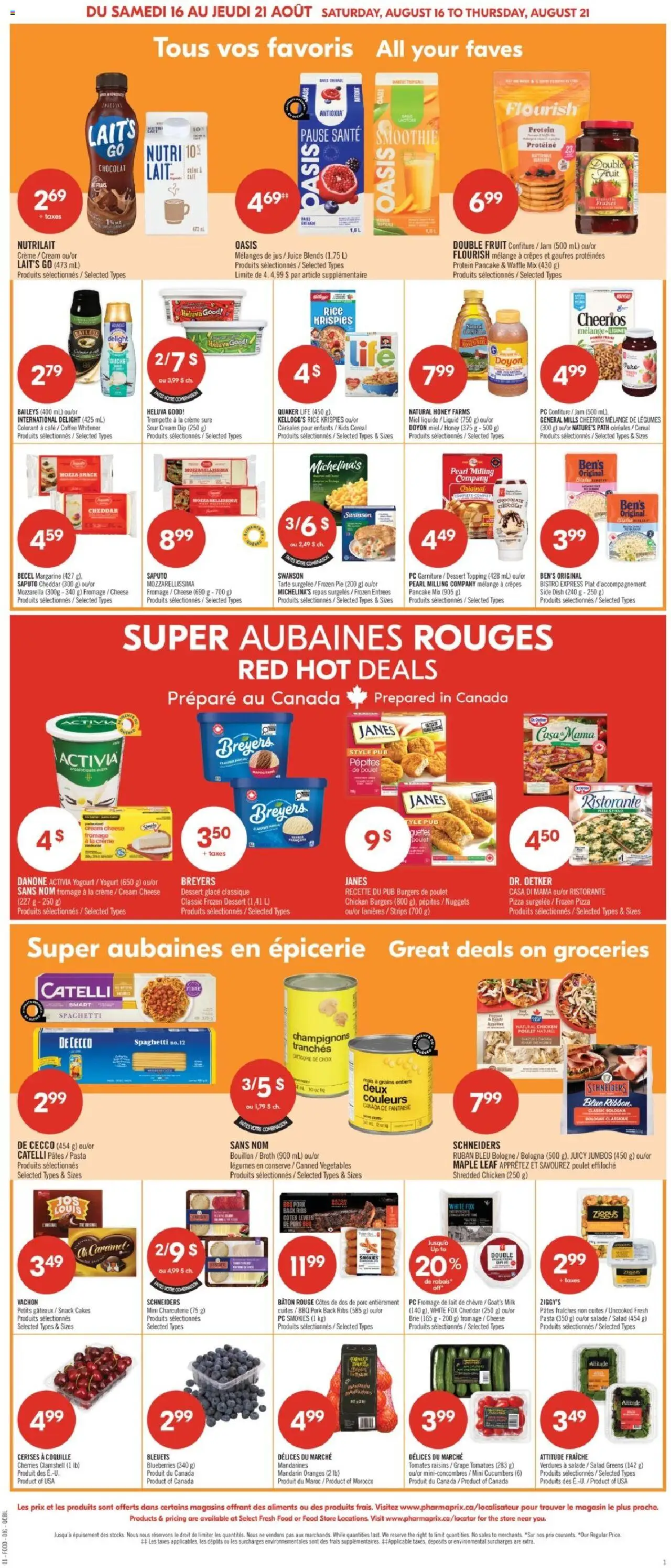 Pharmaprix flyer valid from 16.08.2025 | Page: 5 | Products: Sour cream, Milk, Pizza, Chicken