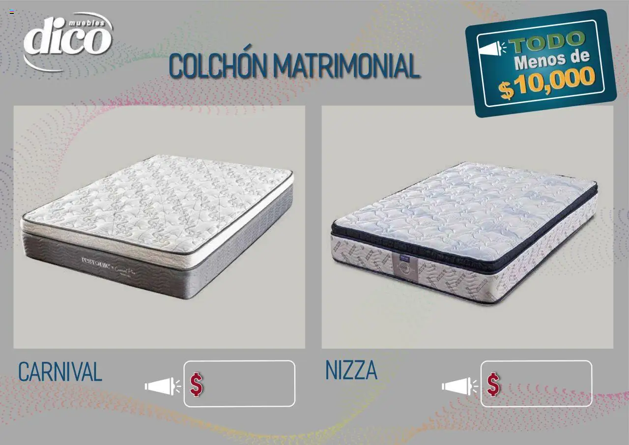 Nuevas ofertas de Muebles Dico válidas en toda la República Mexicana desde el 15.10.2025. ¡Encuentra las mejores ofertas en Muebles Dico - Catálogo TODO menos de 10000! | Página: 29 | Productos: Colchón