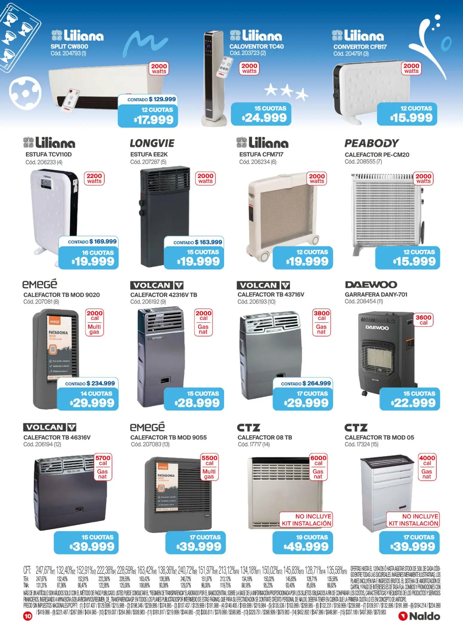 Naldo catálogo │ válido desde el 01.04.2026 | Página: 10 | Productos: Calefactor, Sobre