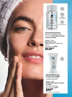 Vista previa de AGUA MICELAR FACIAL, Remueve el maquillaje y elimina impurezas. Limpia, hidrata e ilumina el aspecto de la piel. Ácido hialurónico y Vitamina B3 150 ml, nuevo folleto de la tienda, válido en México a partir del 13.03.2026 | Página: 126 | Productos: Agua, Limpiador, Limpiador facial, Agua micelar
