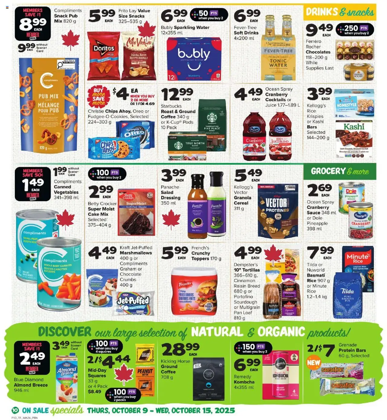 Thrifty Foods flyer valid from 09.10.2025 | Page: 11 | Products: Pineapple, Chips, Chocolate, Juice