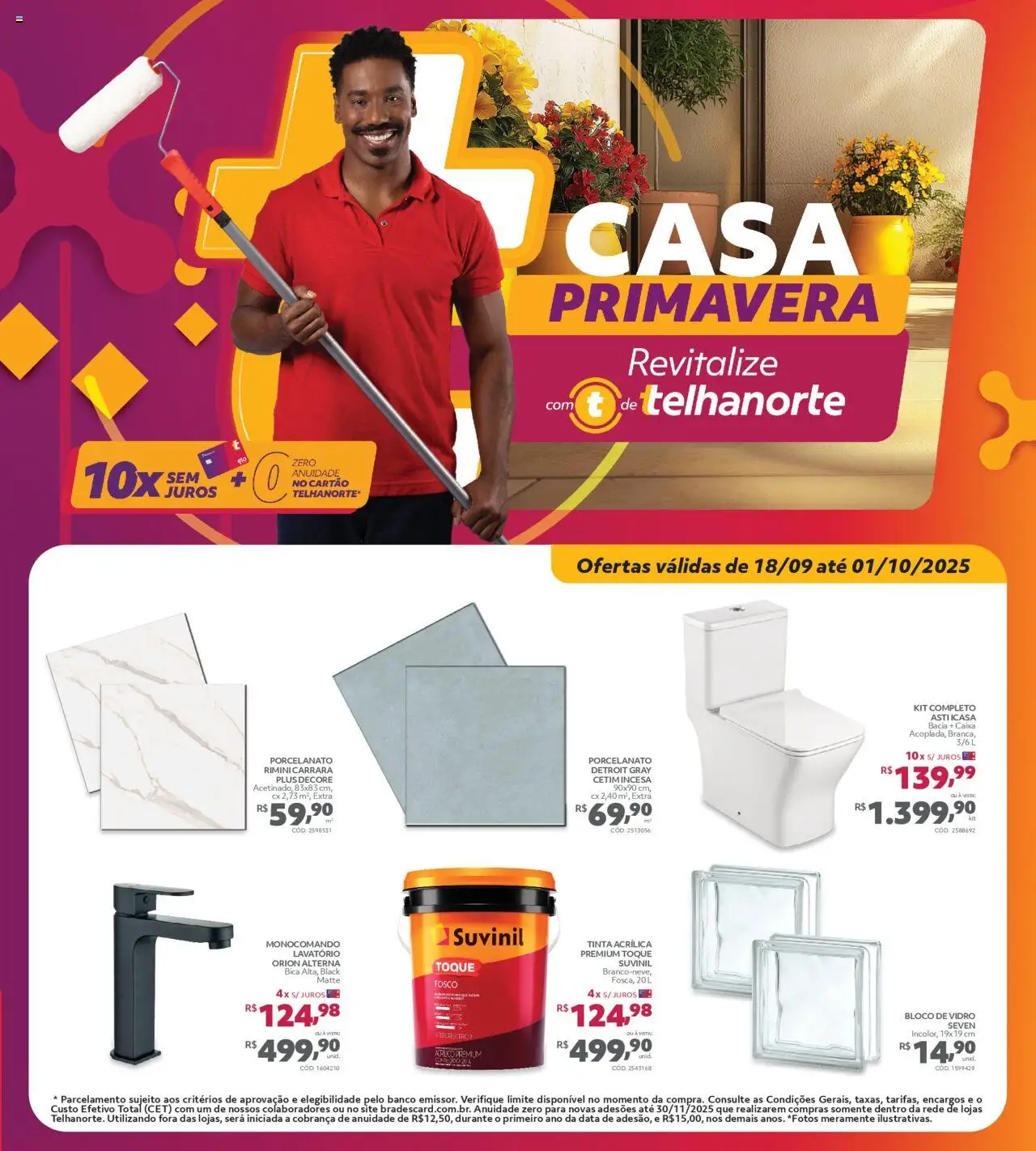 Telhanorte Folheto - válido de 18.09.2025 | Página: 1 | Produtos: Banco, Caixa, Lavatório, Tinta