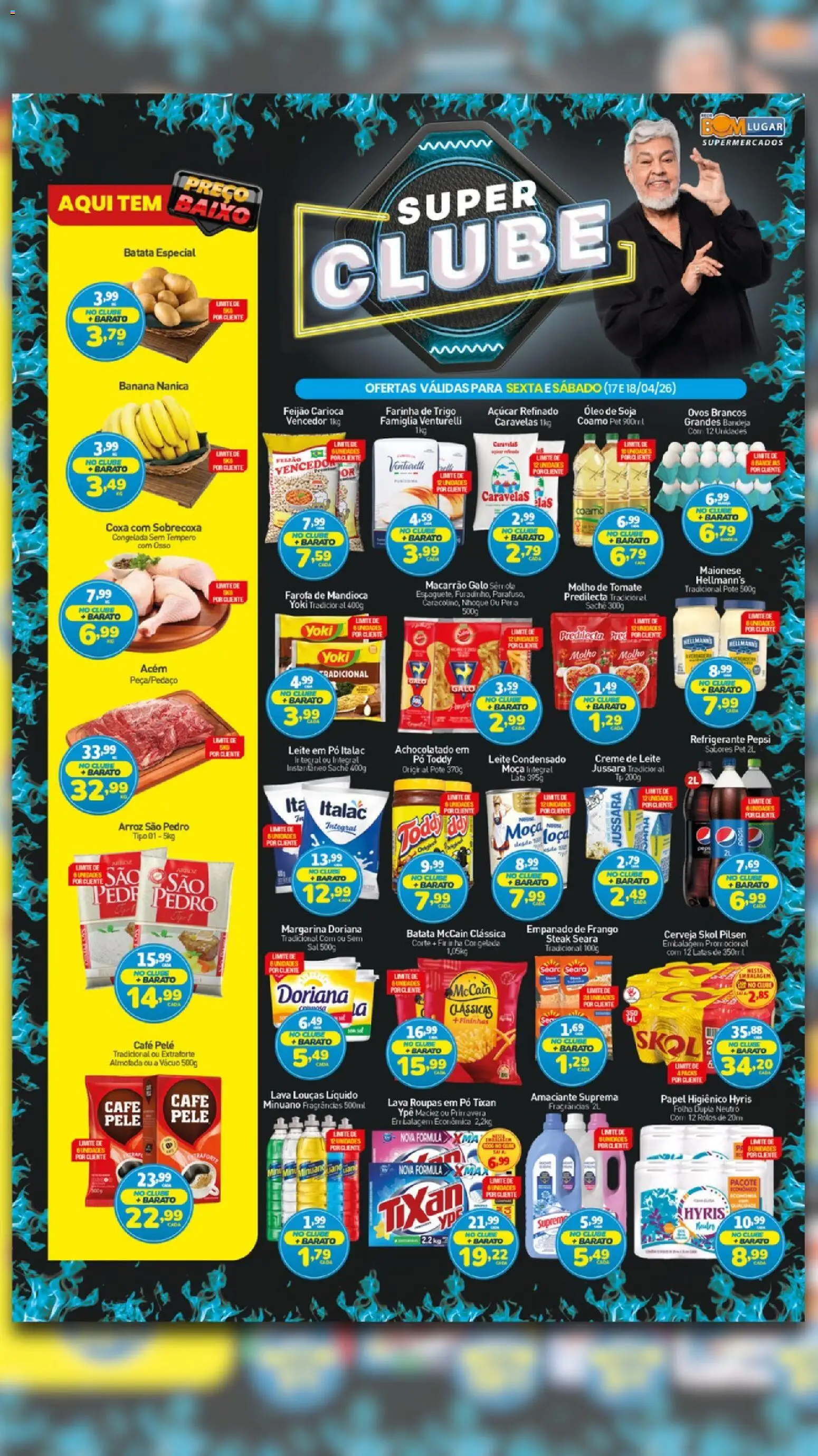 Rede Bom Lugar Folheto - válido de 17.04.2026 | Página: 1 | Produtos: Feijão, Lente, Cerveja, Maionese