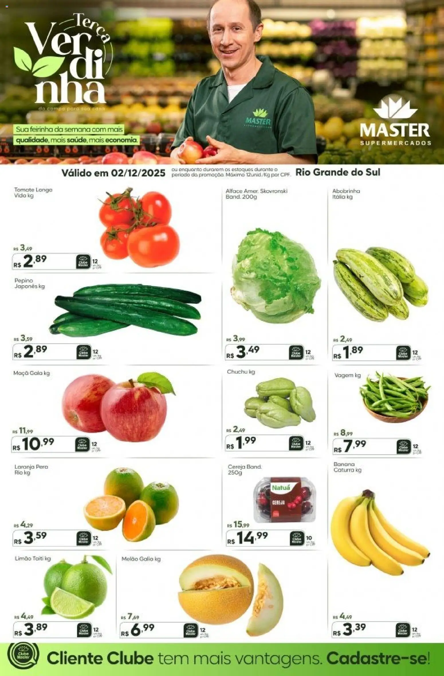 Master Folheto - válido de 02.12.2025 | Página: 1 | Produtos: Melão, Cereja, Chuchu, Vagem