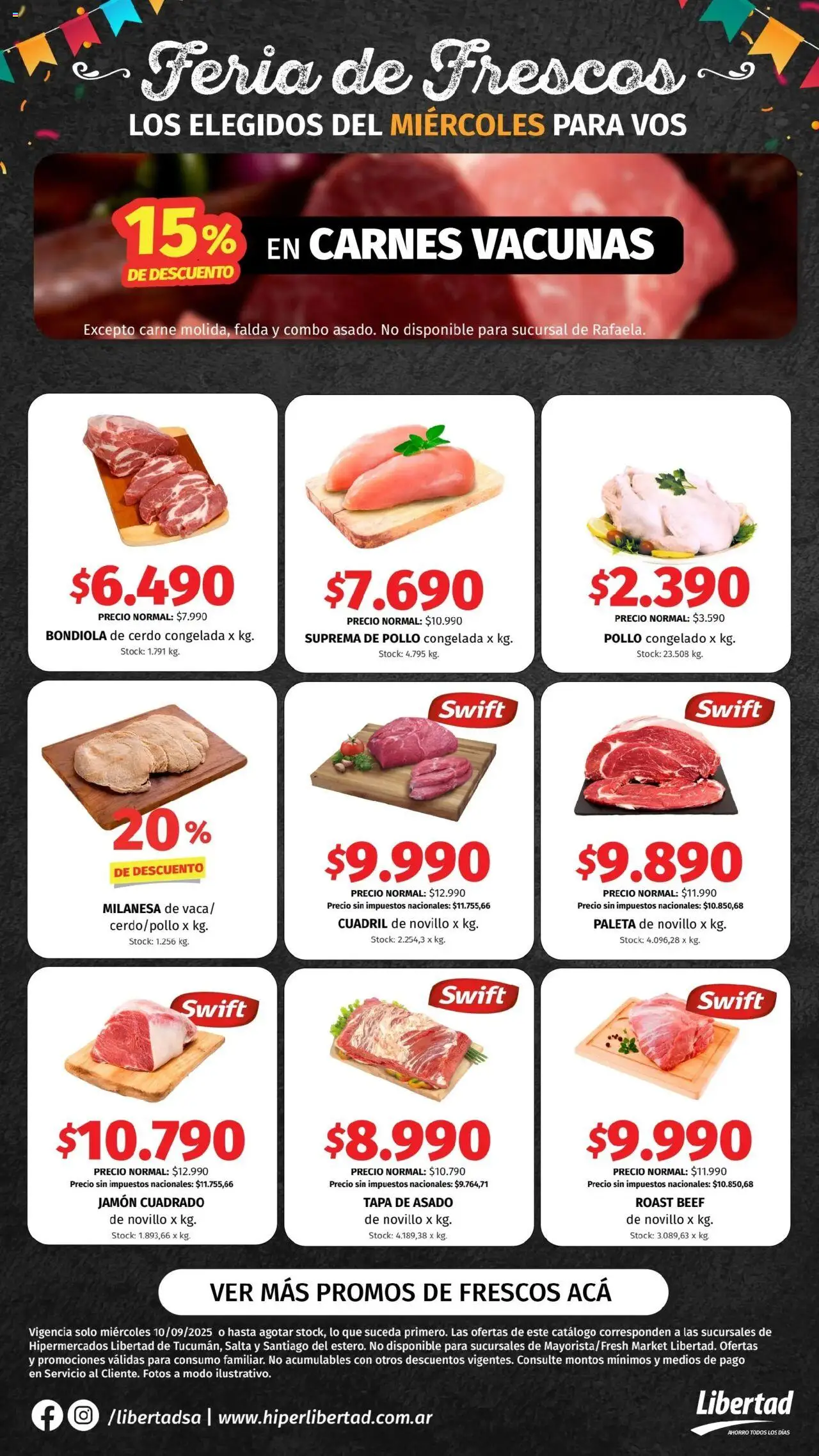 Hipermercado Libertad - Feria de Frescos - NOA │ válido desde el 10.09.2025 | Página: 2 | Productos: Falda, Pollo, Milanesa, Jamón