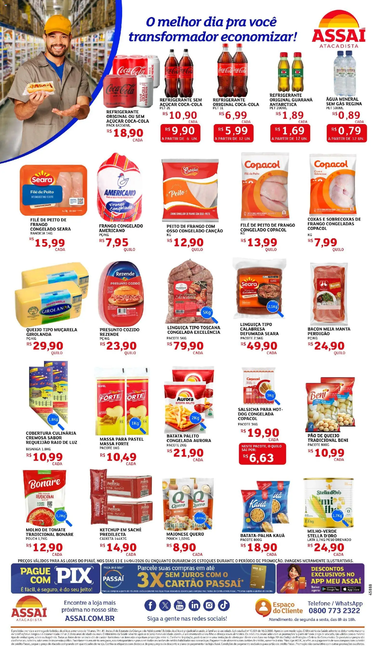 Assaí Atacadista Folheto - válido de 13.04.2026 | Página: 2 | Produtos: Ralo, Guaraná, Salsicha, Requeijão