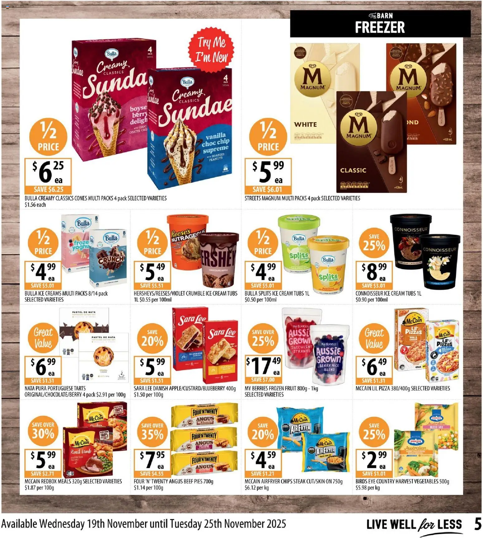 Supabarn catalogue - valid from 19.11.2025 | Page: 5 | Products: Pizza, Cream, Vegetables, Pies