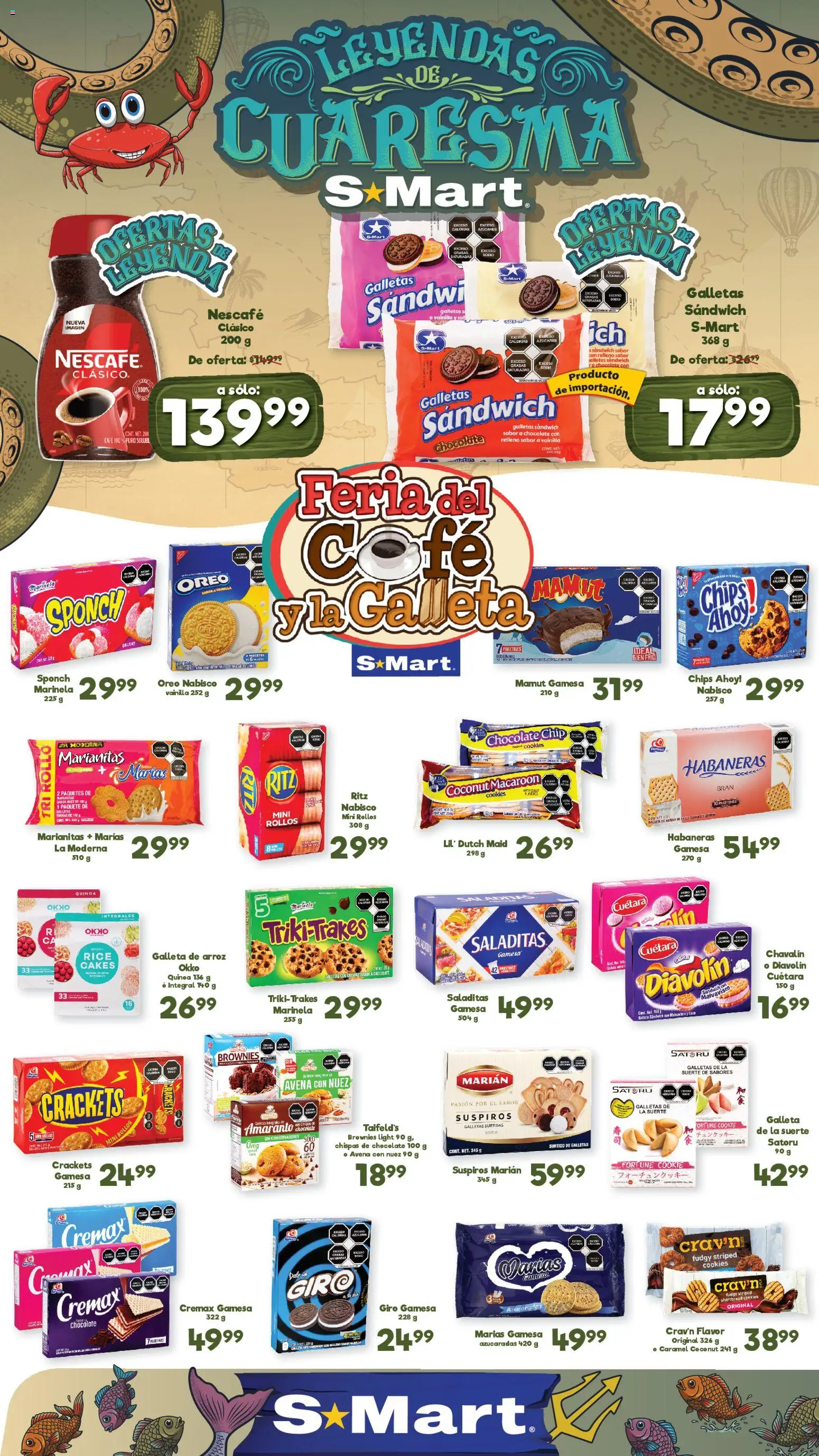 Nuevas ofertas de S-Mart válidas en toda la República Mexicana desde el 20.03.2026. ¡Encuentra las mejores ofertas en S-Mart folleto Ofertas de feria Chihuahua! | Página: 1 | Productos: Avena, Crema, Café, Chocolate