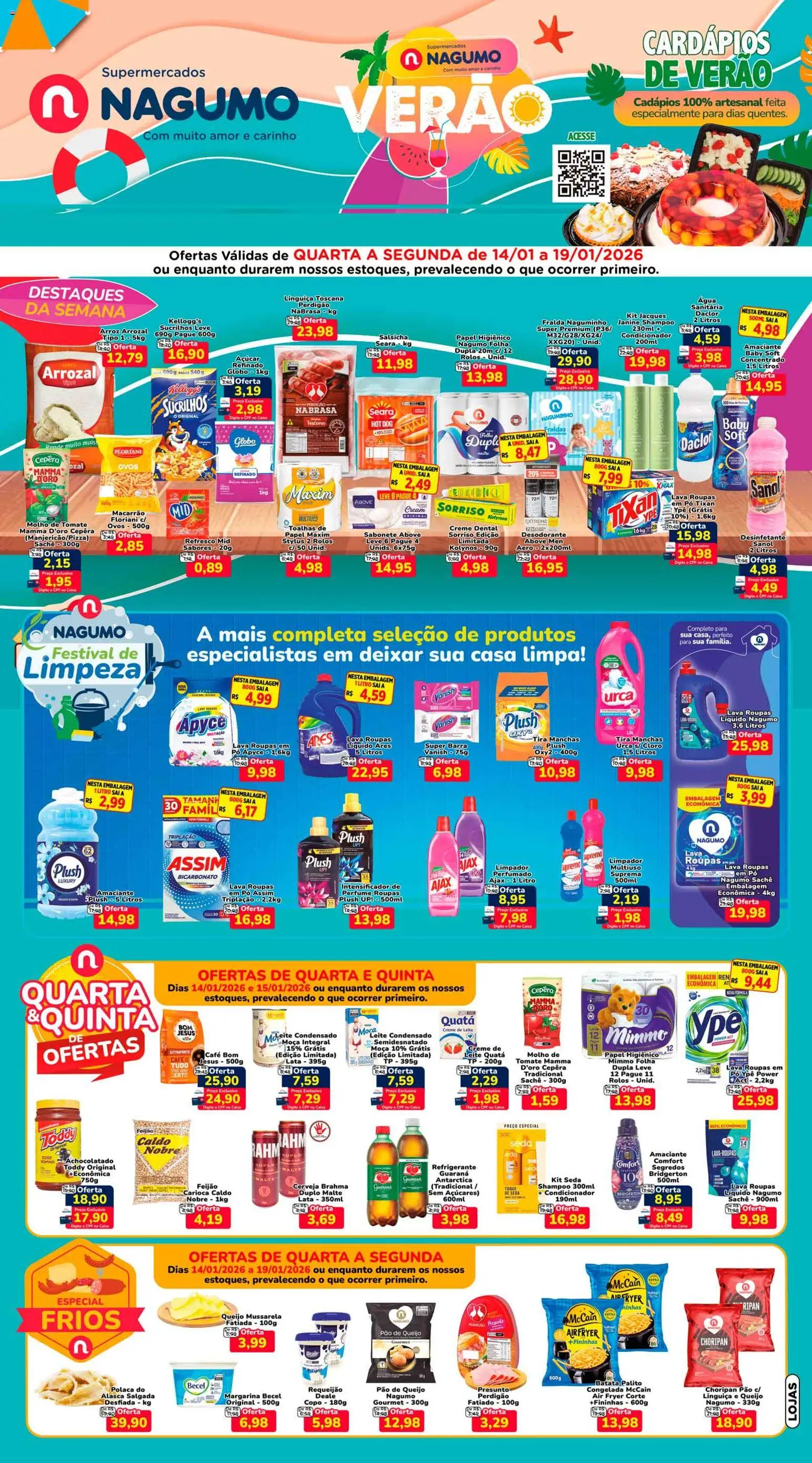 Nagumo Folheto - válido de 14.01.2026 | Página: 1 | Produtos: Presunto, Sucrilhos, Requeijão, Papel higiênico