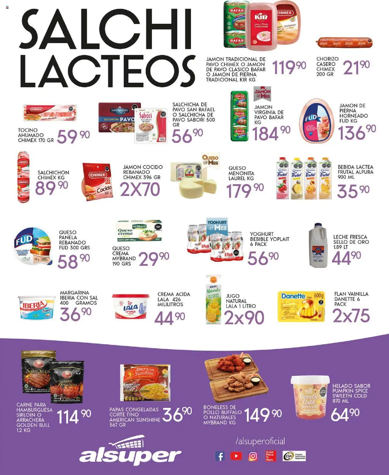Nuevas ofertas de Alsuper válidas en toda la República Mexicana desde el 14.10.2025. ¡Encuentra las mejores ofertas en Alsuper - Folleto! | Página: 3 | Productos: Jamón cocido, Queso crema, Leche, Margarina