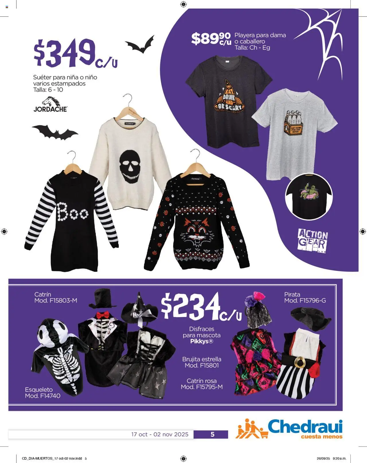 Nuevas ofertas de Chedraui válidas en toda la República Mexicana desde el 17.10.2025. ¡Encuentra las mejores ofertas en Chedraui folleto Este Halloween hazlo divertido! | Página: 5 | Productos: Suéter, Playera