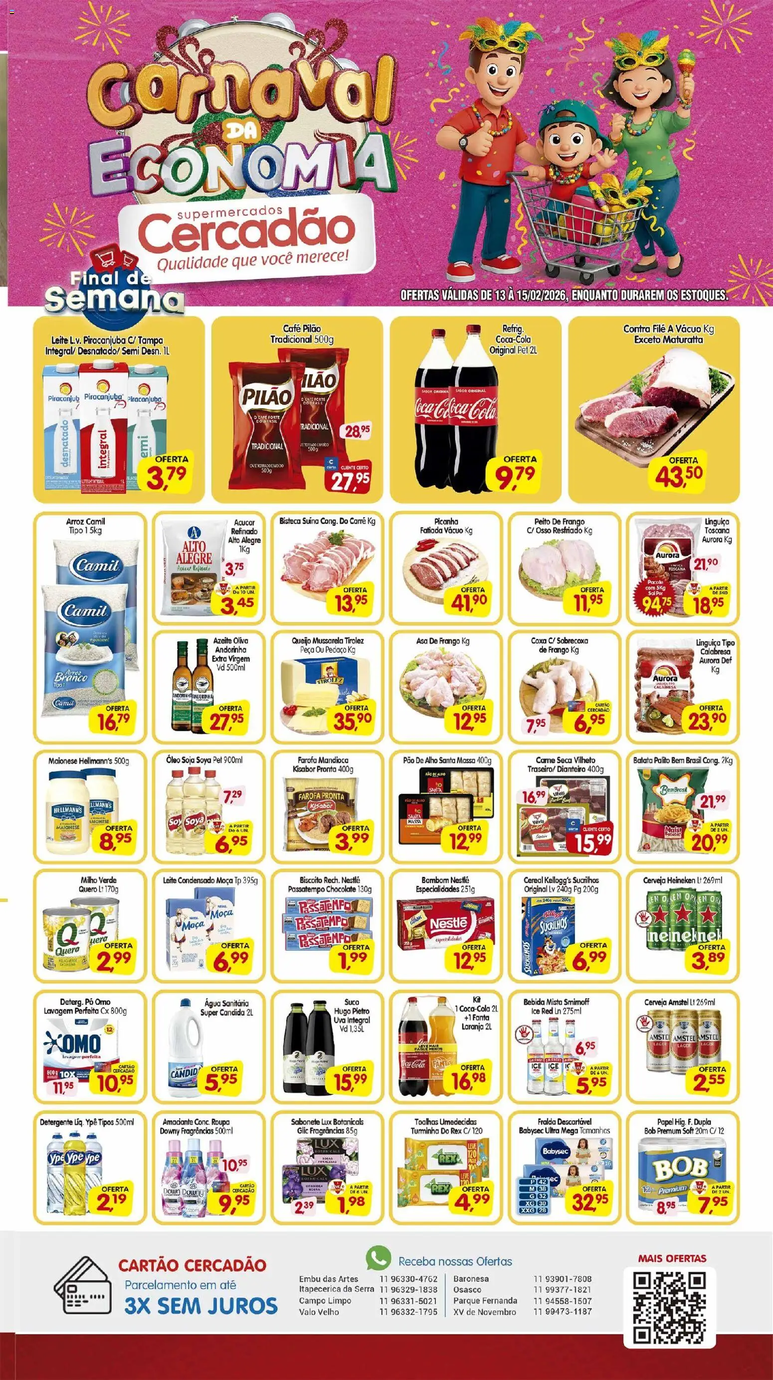 Cercadão Folheto - válido de 13.02.2026 | Página: 1 | Produtos: Milho verde, Linguiça, Carne, Café pilão