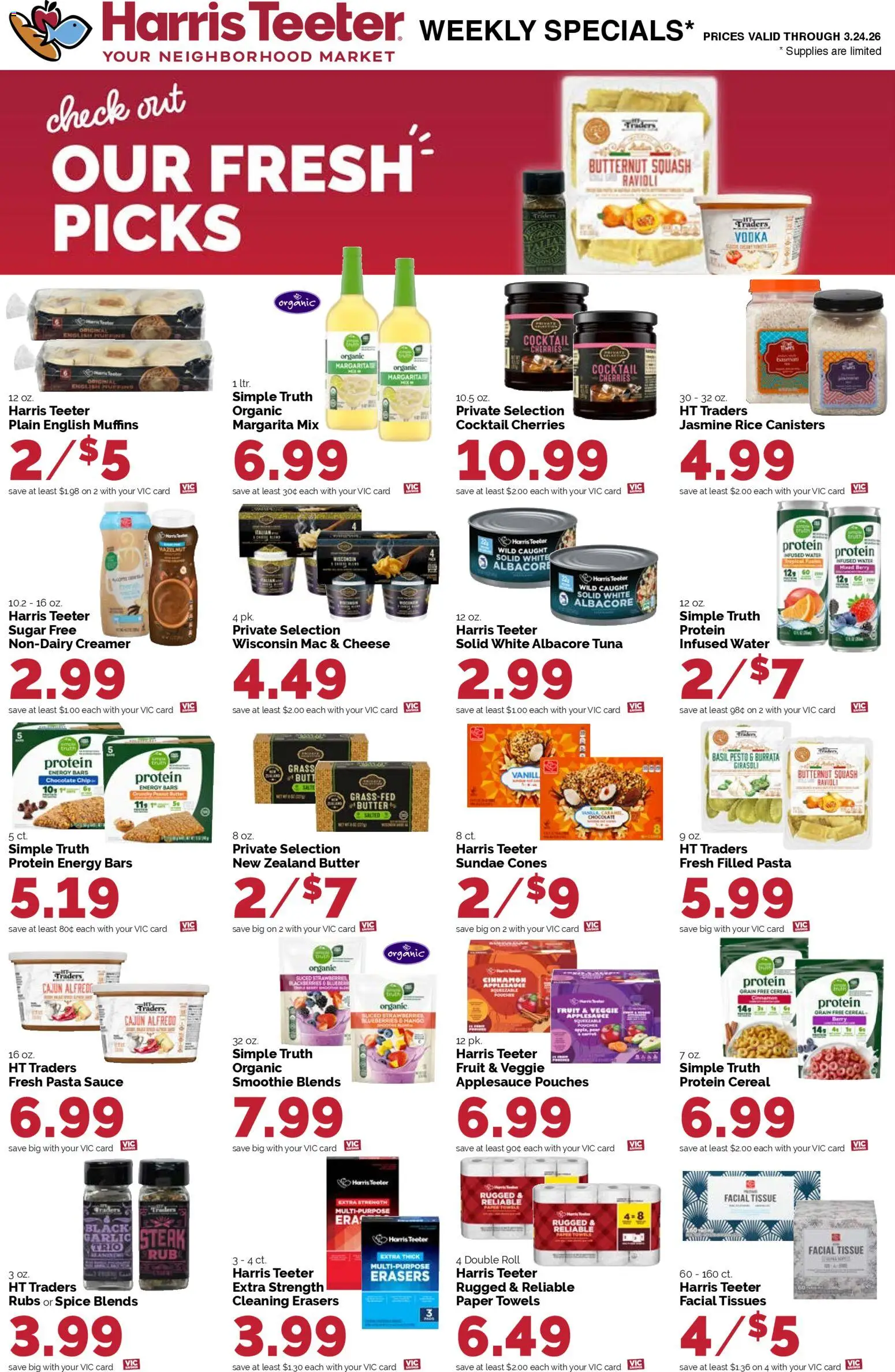 Harris Teeter Weekly Ad - NC - valid from 18.03.2026 | Page: 12 | Products: Cherries, Cheese, Garlic, Chocolate Chip