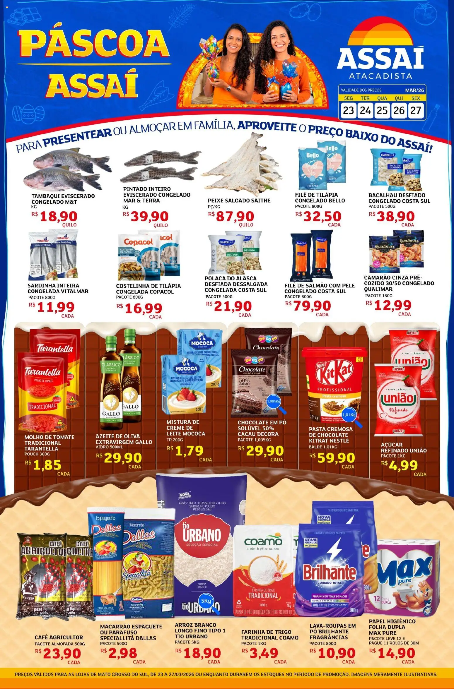 Assaí Atacadista Folheto - válido de 23.03.2026 | Página: 1 | Produtos: Bacalhau, Farinha de trigo, Café, Azeite