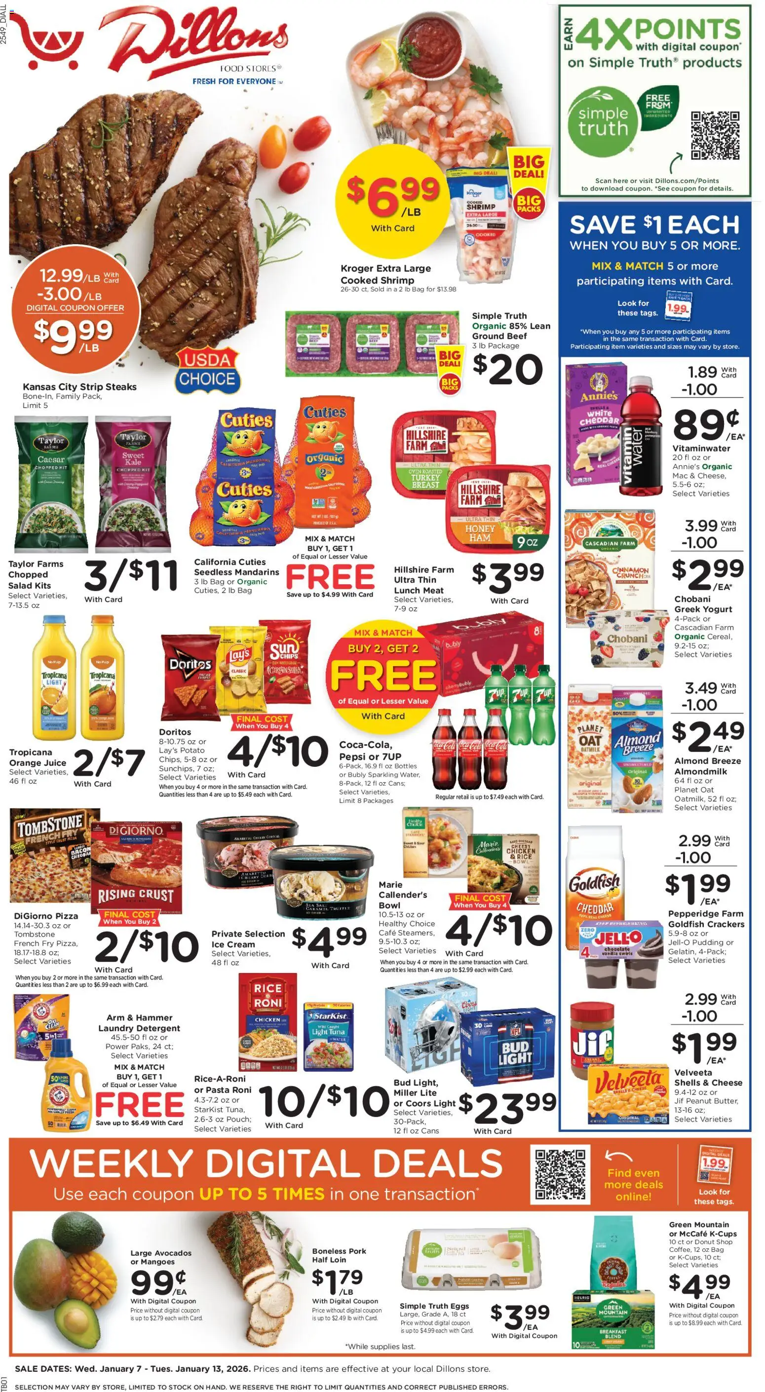 Dillons Weekly Ad - KS - valid from 07.01.2026 | Page: 1 | Products: Mandarins, Kale, Chocolate, Pork