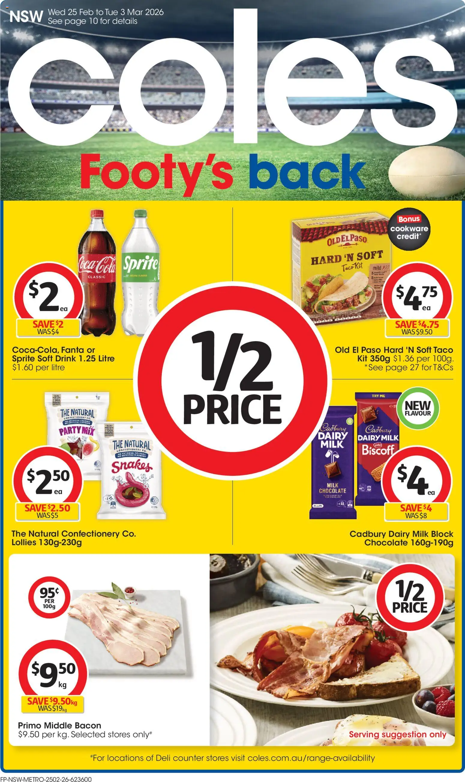 Coles catalogue - valid from 25.02.2026 | Page: 1 | Products: Milk, Chocolate, Cookware, Coca Cola