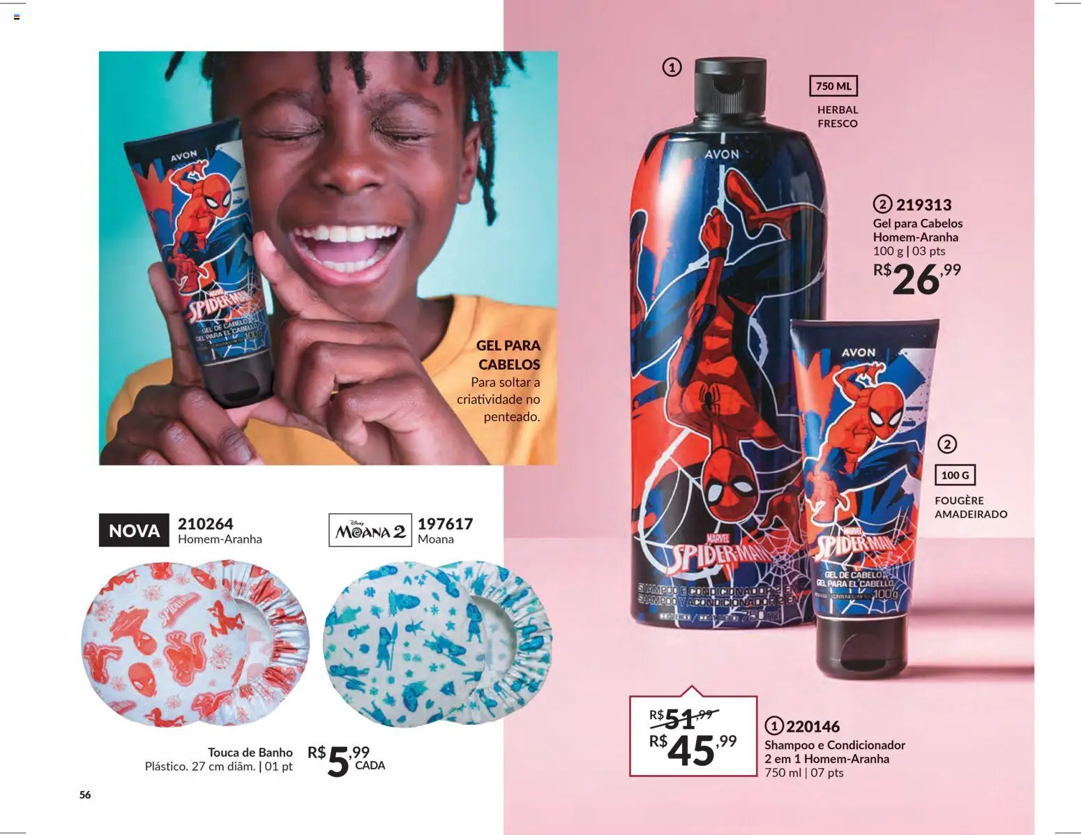 Avon Folheto - válido de 15.01.2026 | Página: 56 | Produtos: Shampoo, Touca, Condicionador, Touca de banho
