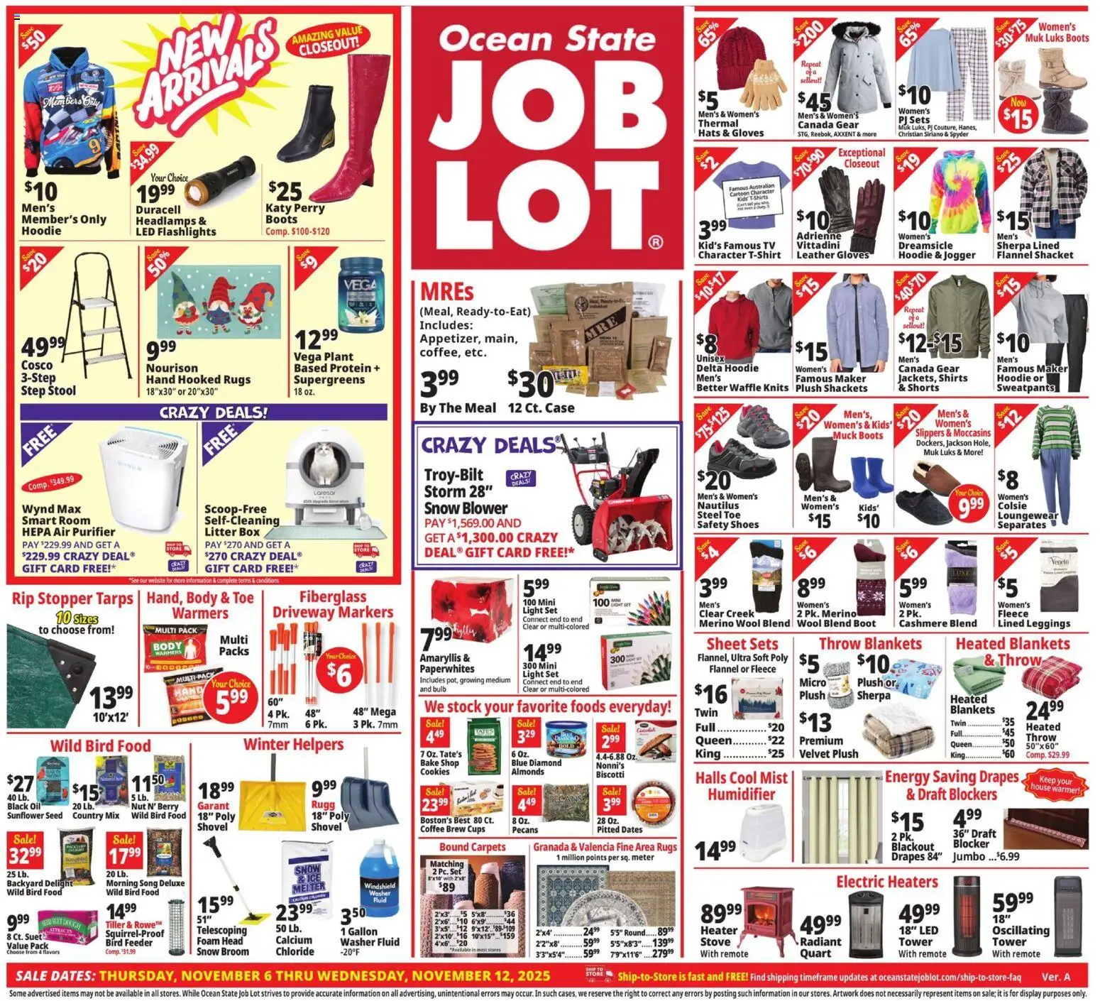 Ocean State Job Lot Weekly Ad - MA - valid from 06.11.2025 | Page: 1 | Products: Cookies, Boots, Slippers, Humidifier