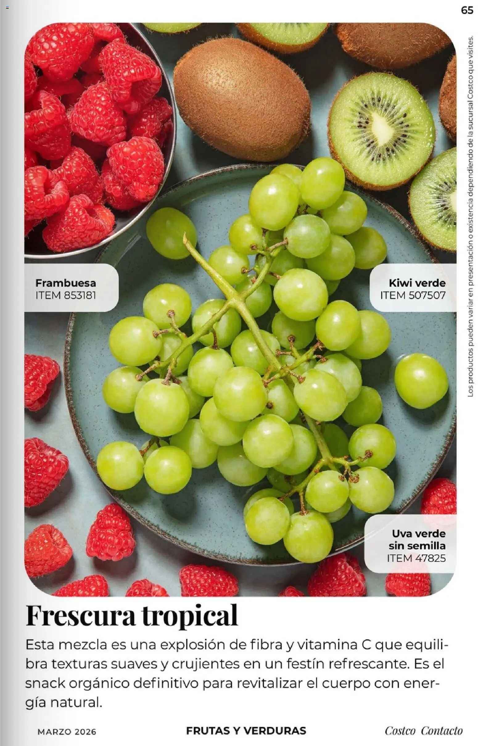 Nuevas ofertas de Costco válidas en toda la República Mexicana desde el 01.03.2026. ¡Encuentra las mejores ofertas en Costco Revista de marzo! | Página: 65 | Productos: Uva, Kiwi