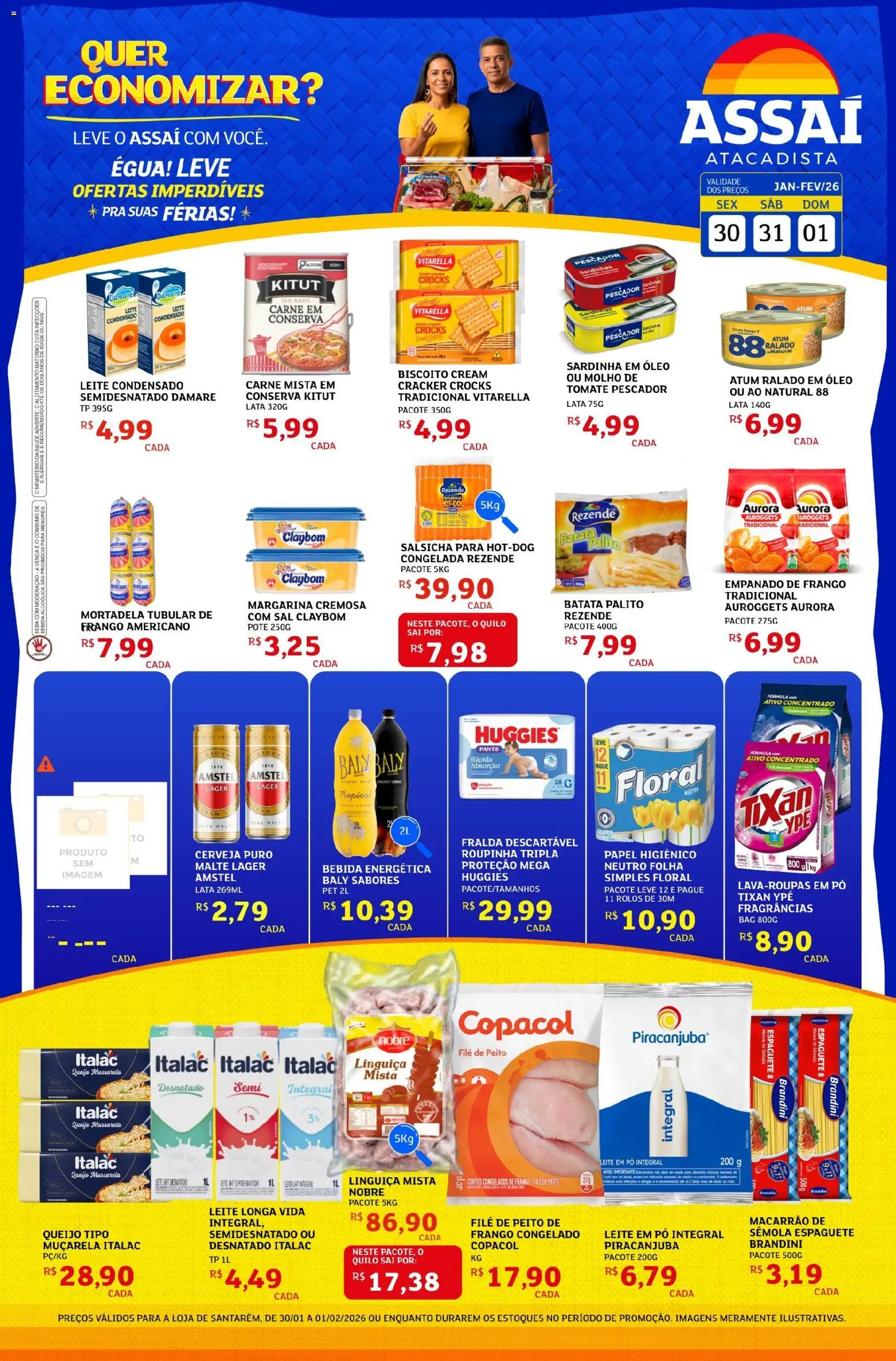 Assaí Atacadista Folheto - válido de 30.01.2026 | Página: 1 | Produtos: Cerveja, Massa, Batata, Mussarela