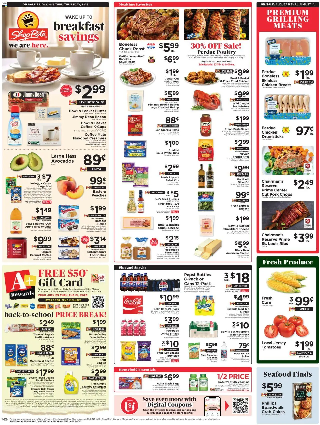 ShopRite Weekly Ad - valid from 08.08.2025 | Page: 1 | Products: Cider, Bath, Juice, Water