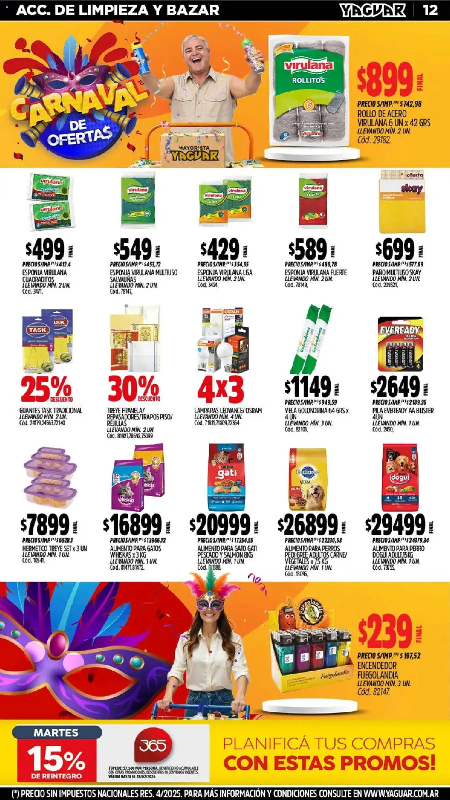 Yaguar - Oferta Semanal Trelew │ válido desde el 16.02.2026 | Página: 12 | Productos: Vela, Pila, Pescado, Guantes