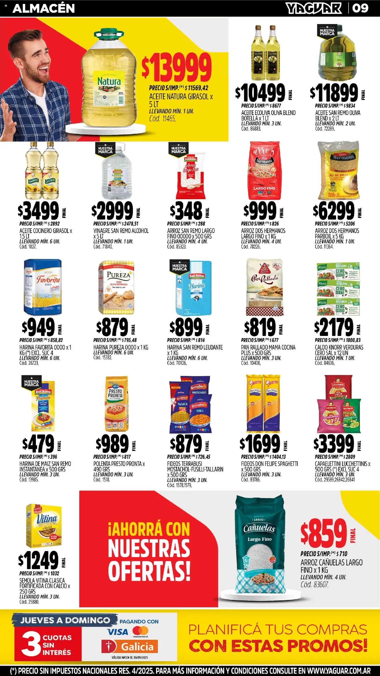 Yaguar - Bahía Blanca │ válido desde el 27.10.2025 | Página: 9 | Productos: Botella, Sal, Queso, Arroz
