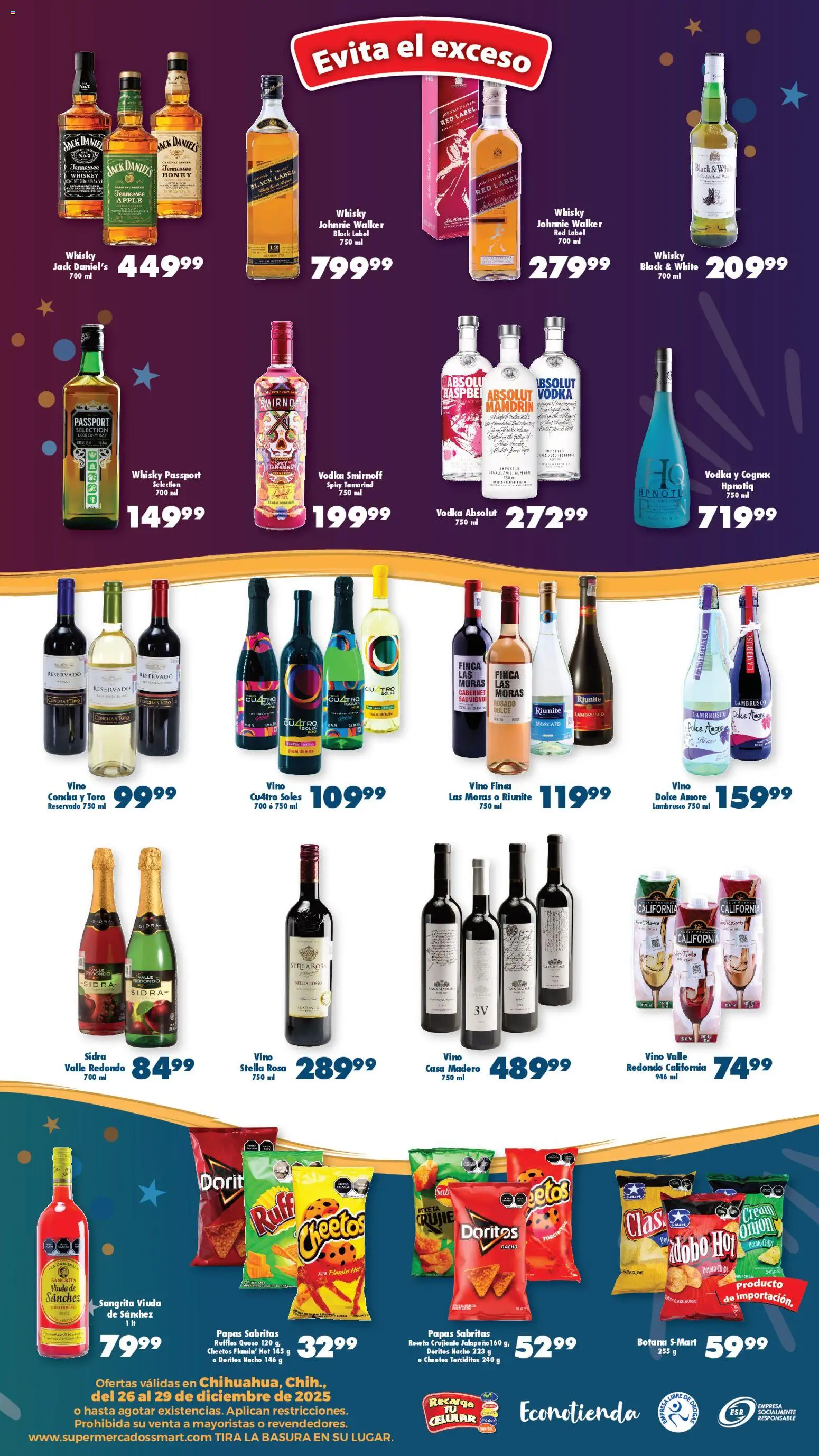 Nuevas ofertas de S-Mart válidas en toda la República Mexicana desde el 26.12.2025. ¡Encuentra las mejores ofertas en S-Mart folleto Ofertas de Feria Chihuahua! | Página: 2 | Productos: Whiskey, Queso, Vino, Whisky